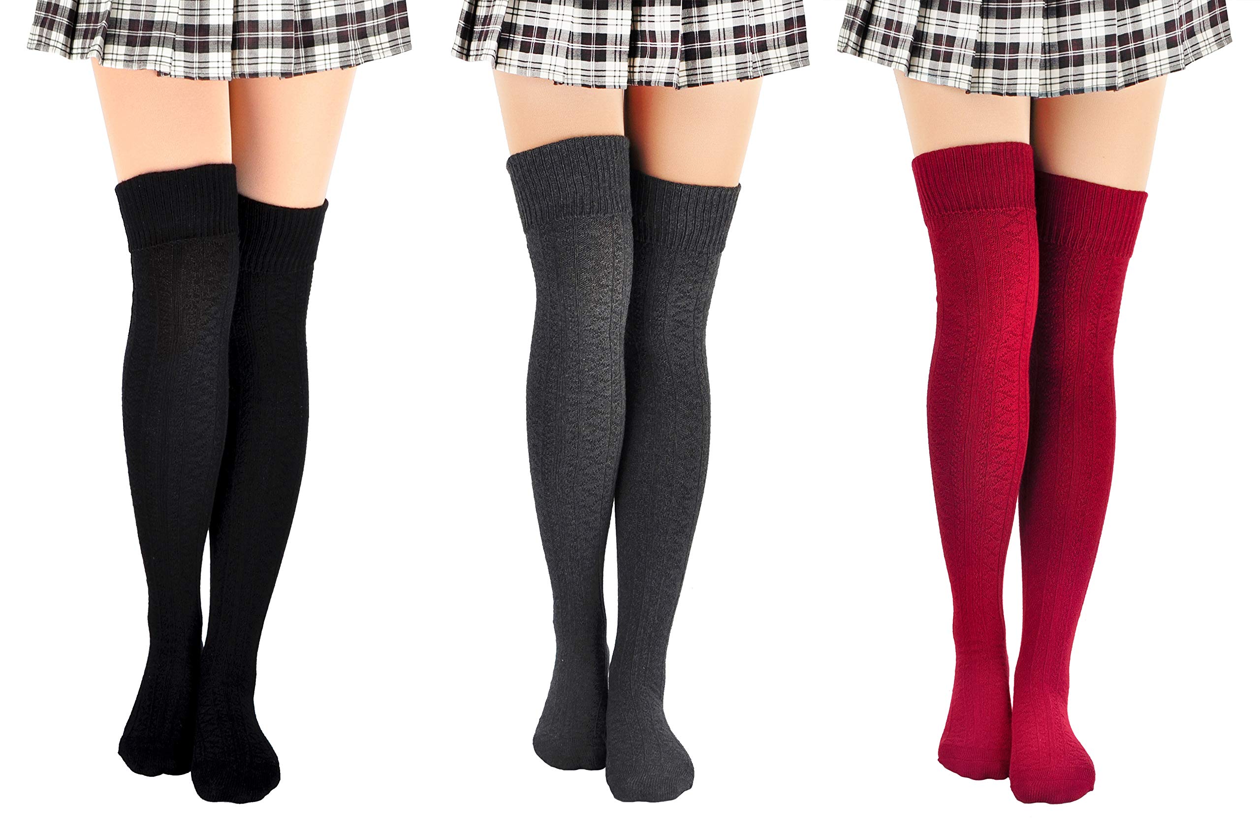 **Plus Size Thigh High Socks for Women - Cotton Over the Knee Stockings & Leg Warmers - Perfect for Winter, Cosplay, and Casual Outfits**