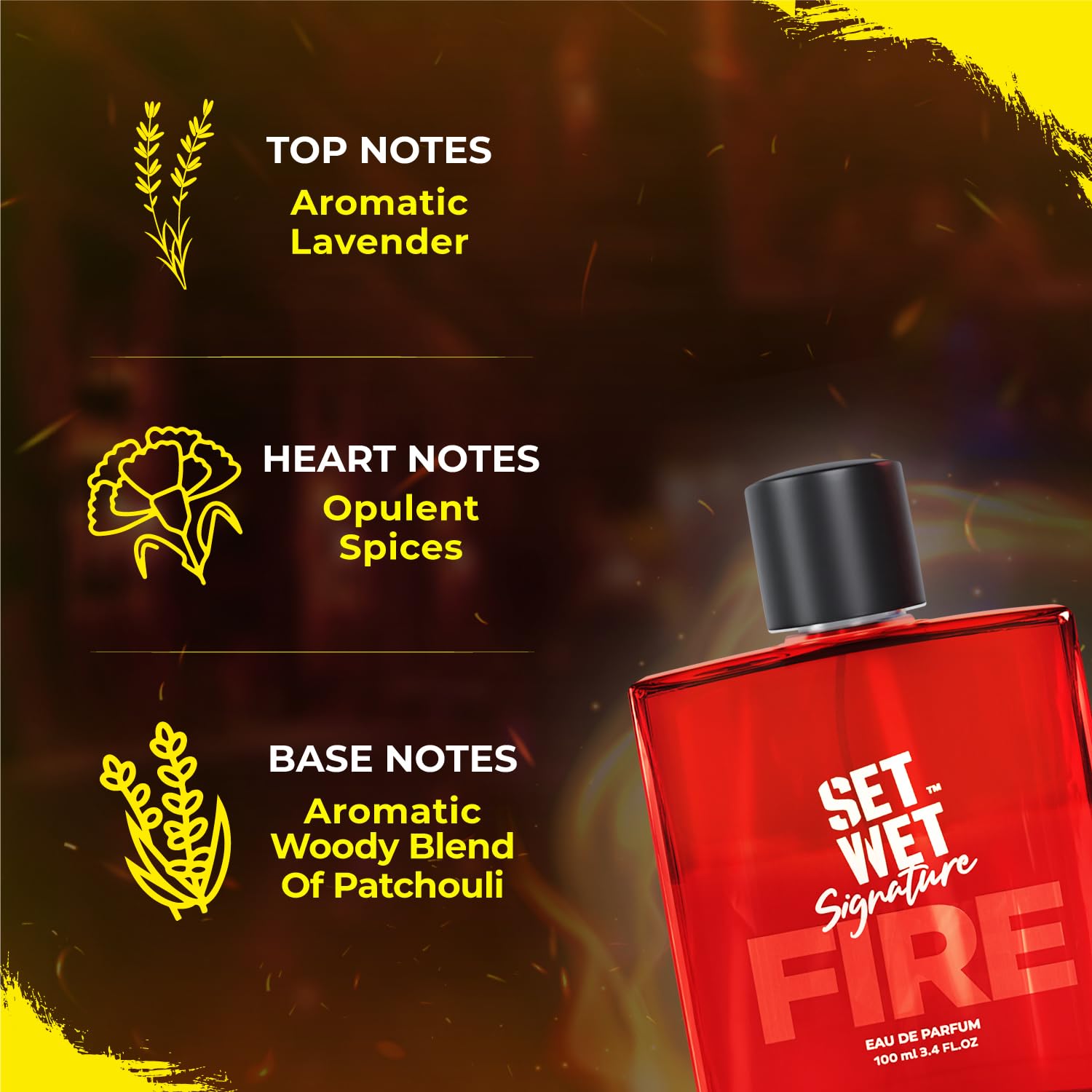 Set Wet Fire Perfume for Men - 100ml Long Lasting Woody Cologne | Best Men's Fragrance Gift for Date Night & Special Occasions | Day & Night Wear | Office, Dinner & Romantic Events