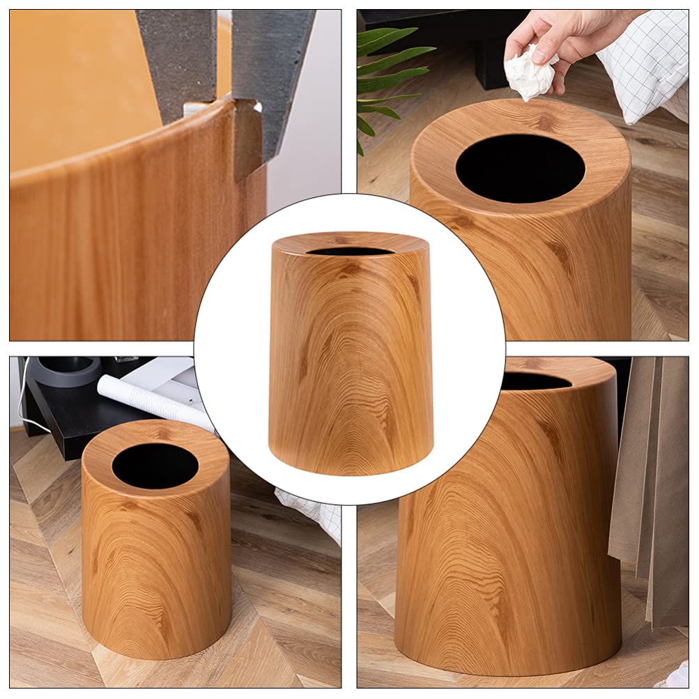 1pc Wood Grain Trash Can - Lidless Waste Bin with Natural Wood Texture for Kitchen, Bathroom & Office - Eco-Friendly Household Garbage Container for Home & Office Use