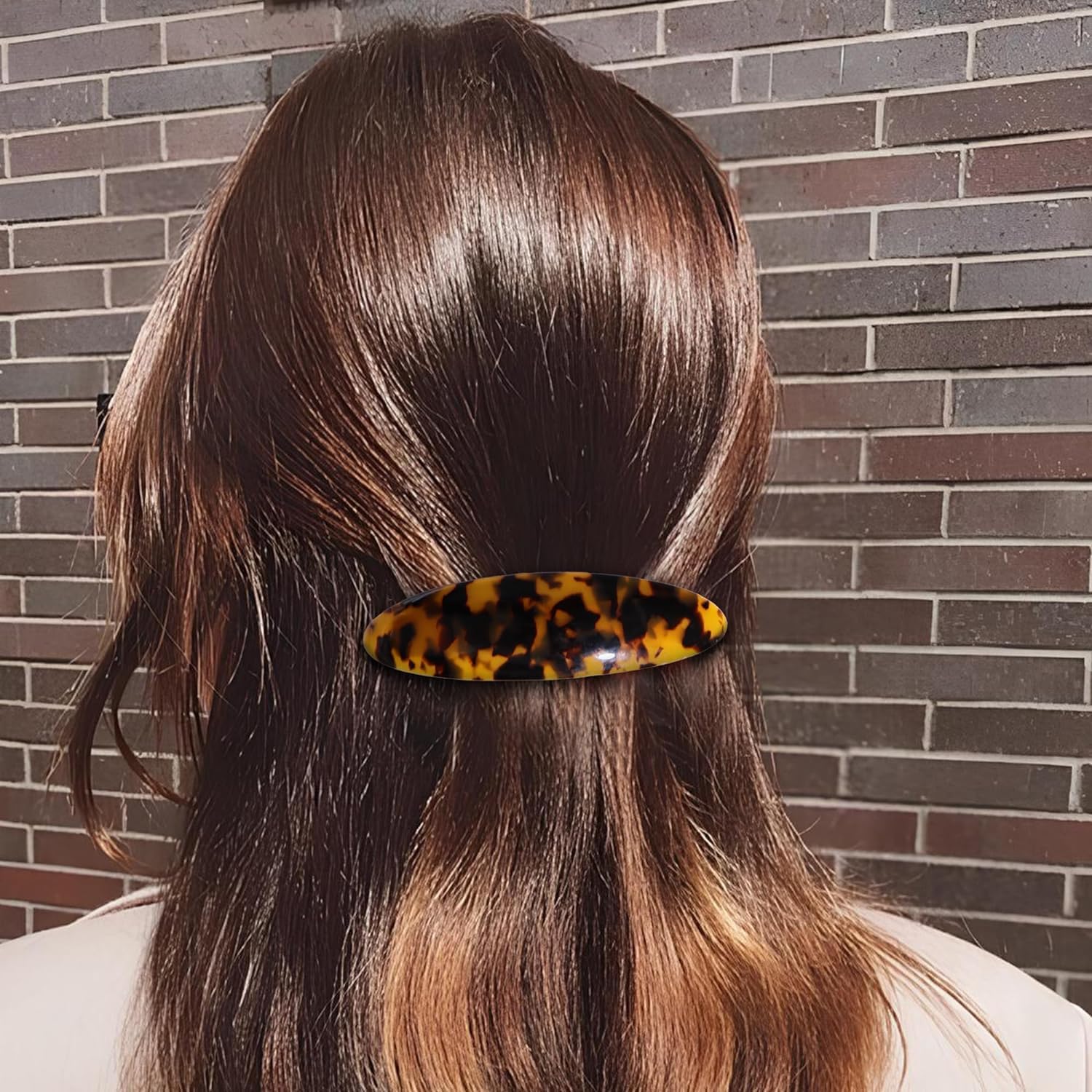 ADORNISH Oval 4-Piece French Hair Barrettes Set - Tortoise Shell Interlocking Hair Clips for Women & Girls - Curved Oval Styling Hair Accessories for School, Work, Weddings & Everyday Wear
