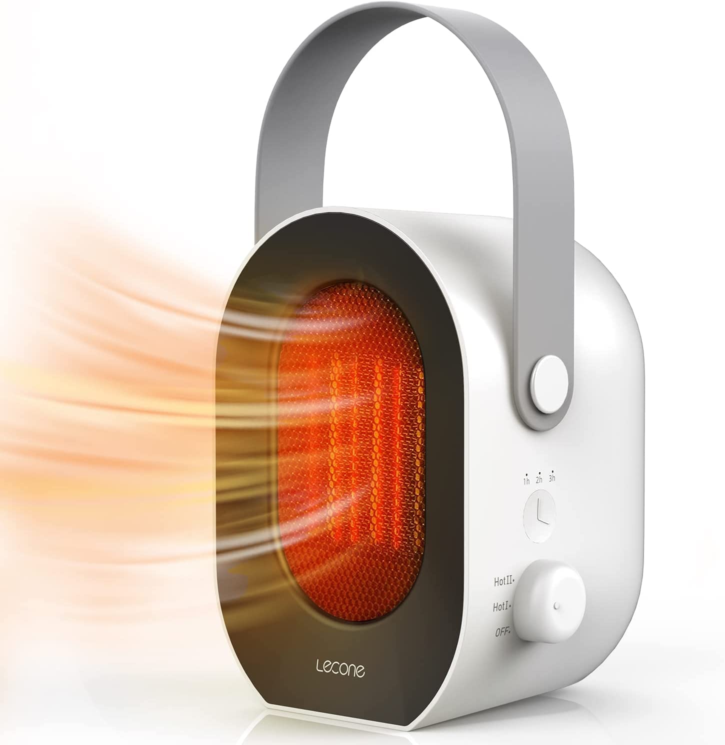 Lecone 1200W Portable Ceramic Space Heater with Timer, Overheat & Tip-Over Protection - Compact Electric Heater for Office, Bedroom, Home, Garage | Fast Heating, Energy Efficient & Safe for Winter Use