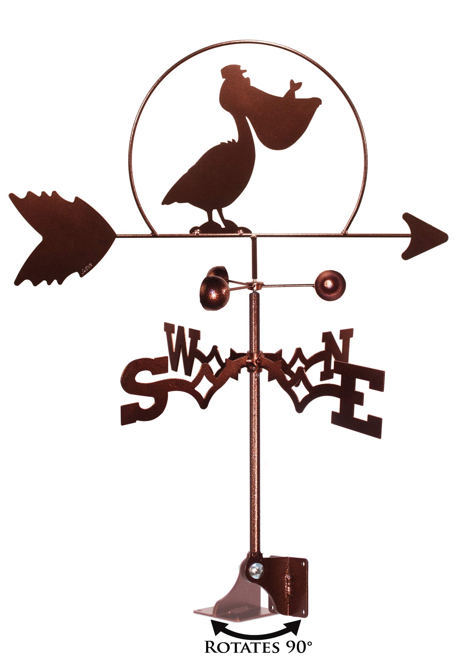 SWEN Adjustable Pelican Bird Weathervane with Mount - Coastal & Garden Decoration for Outdoor Patio, Beach House, or Farmhouse Style Decor