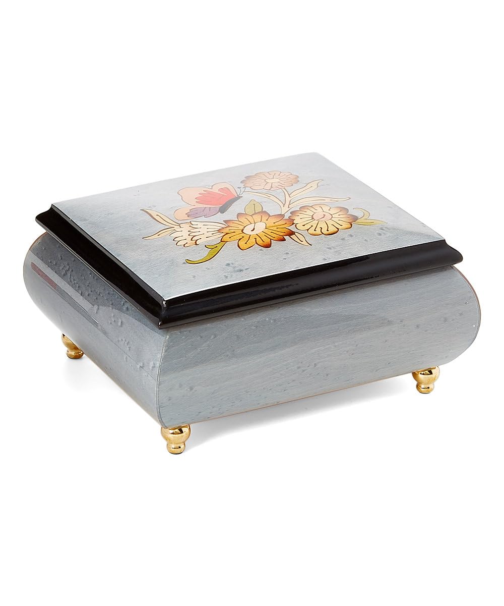 Exquisite Light Blue Butterfly Italian Inlaid Music Jewelry Box - High Gloss Finish, Customizable Tune Options | Perfect for Gift Giving, Home Decor & Jewelry Storage