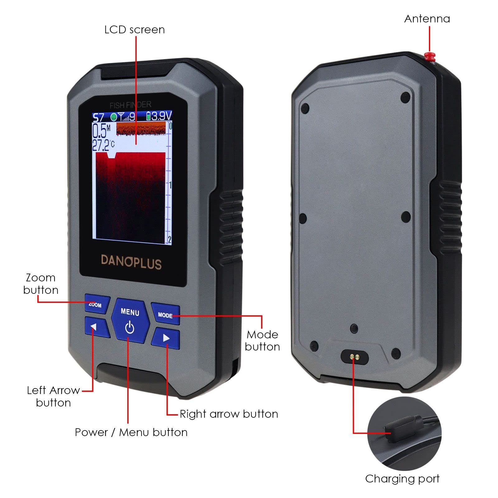 Portable Wireless Fish Finder with Sonar Sensor - 147ft Depth Detection, Rechargeable Kayak Fishing Accessories for Sea, Ice & Boat Fishing | Perfect for Kayak Anglers, Ice Fishermen & Offshore Boating
