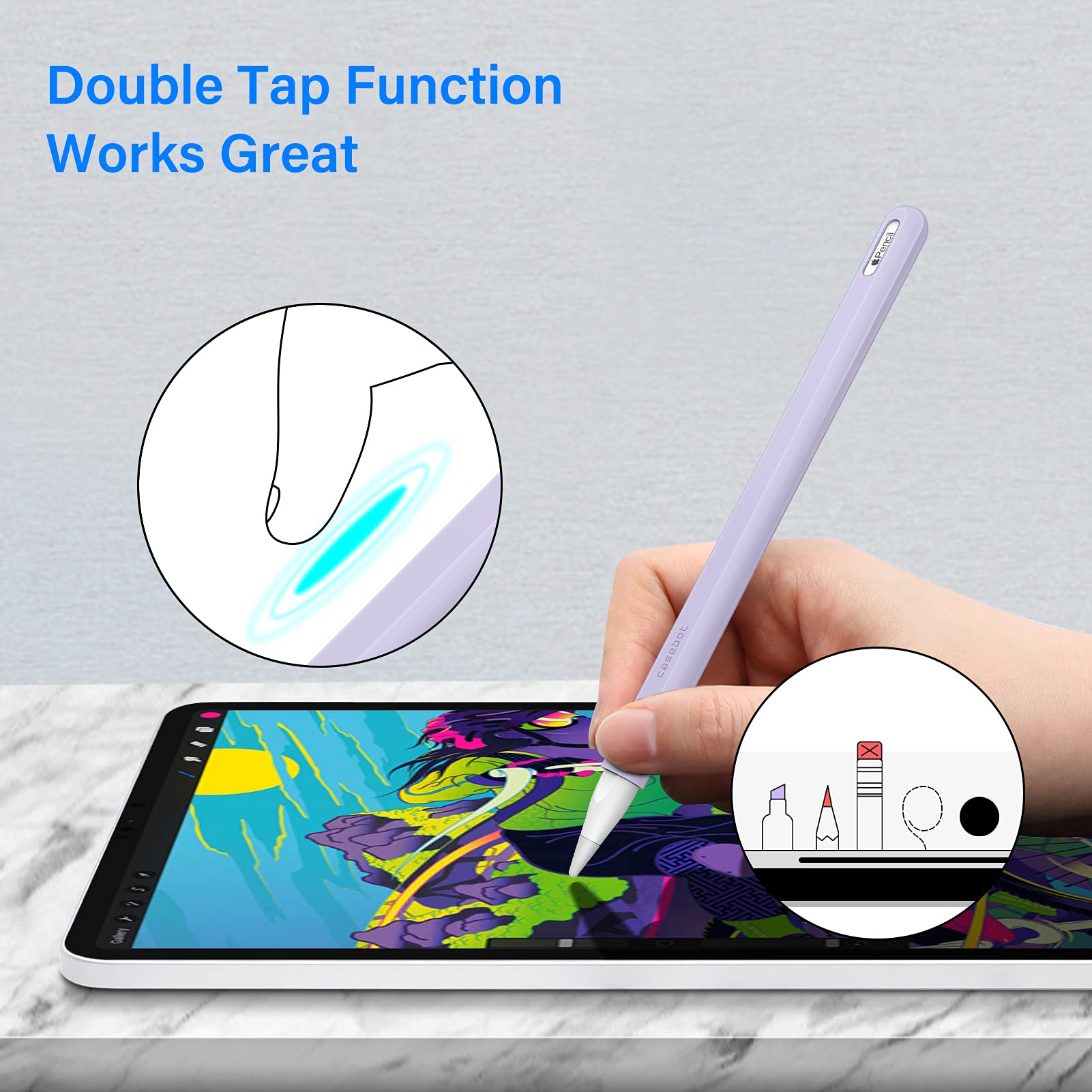 Fintie Hybrid Slim Case for iPad Air 11-inch M3 (2025) & M2 (2024), iPad Air 5th/4th Gen 10.9 Inch - Protective Cover with Apple Pencil 2nd Gen Silicone Sleeve - Perfect for Work, School & Travel