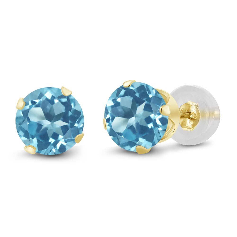 14K Gold Birthstone Stud Earrings for Women & Men | Round 6MM Gemstone Solitaire Earrings | Perfect Gift for Anniversary, Birthday & Mother's Day | Gem Stone King