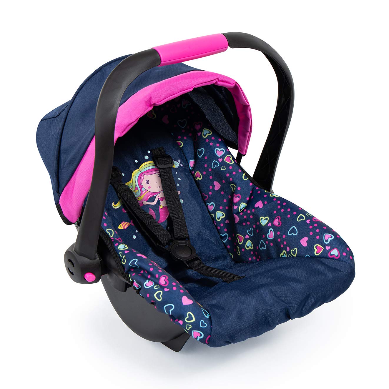 Bayer Design 67917AA Easy Go Doll Car Seat with Safety Belt - Blue, Pink, Mermaid | Baby Doll Accessories for Pretend Play & Role Play Games