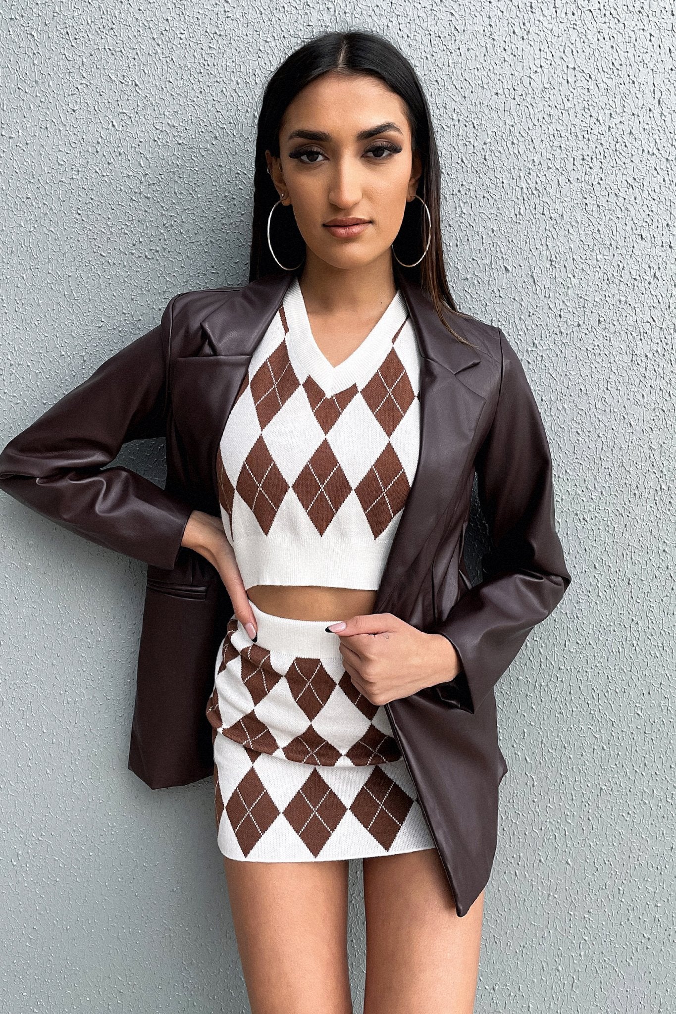 Stylish Marcel Blazer in Brown PU Leather - Perfect for Office Wear, Business Meetings & Formal Occasions