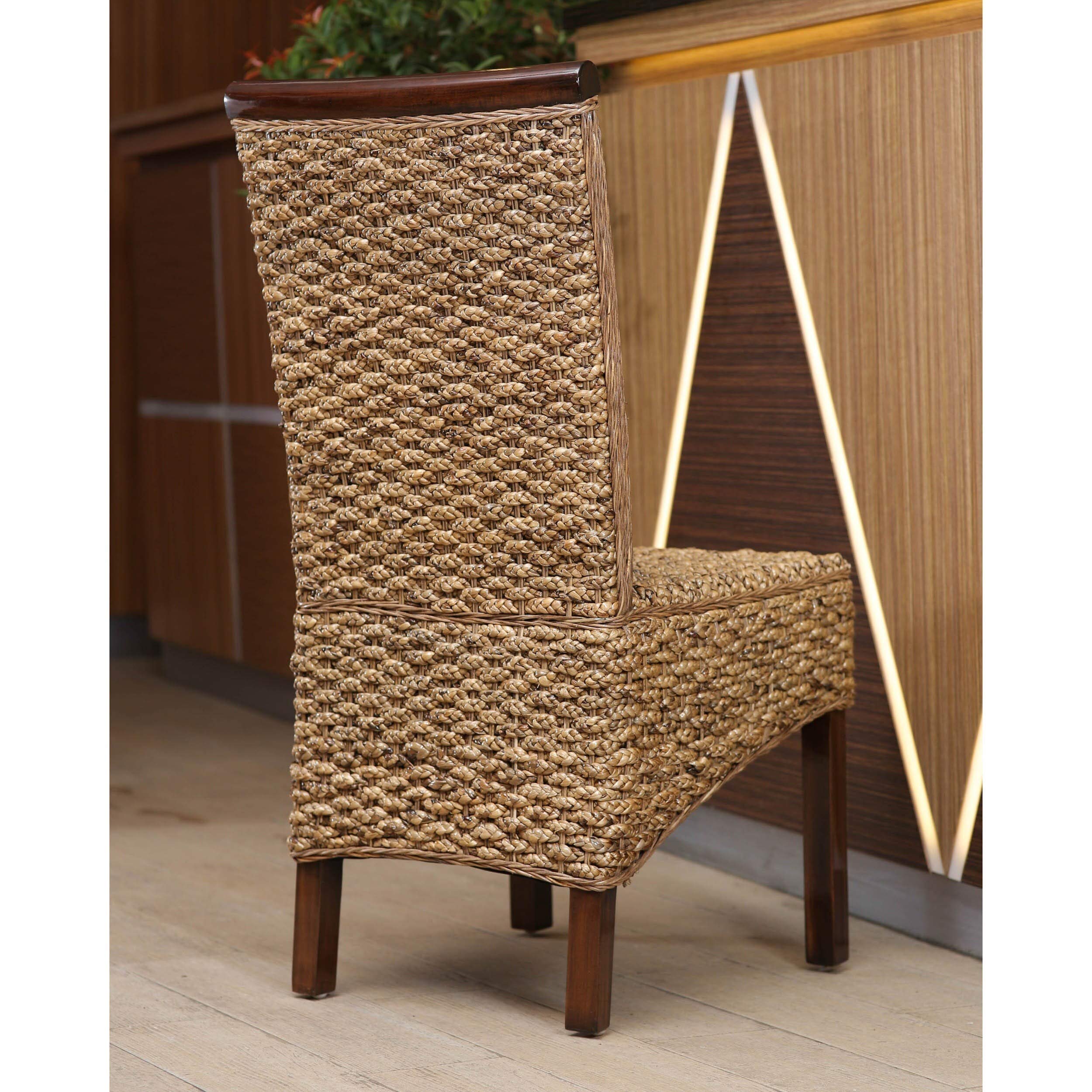 Natural Hyacinth Woven Dining Chairs (Set of 2) - Handmade Rattan Bistro Chairs for Patio, Garden, or Indoor Dining Room - Eco-Friendly Boho Style Seating