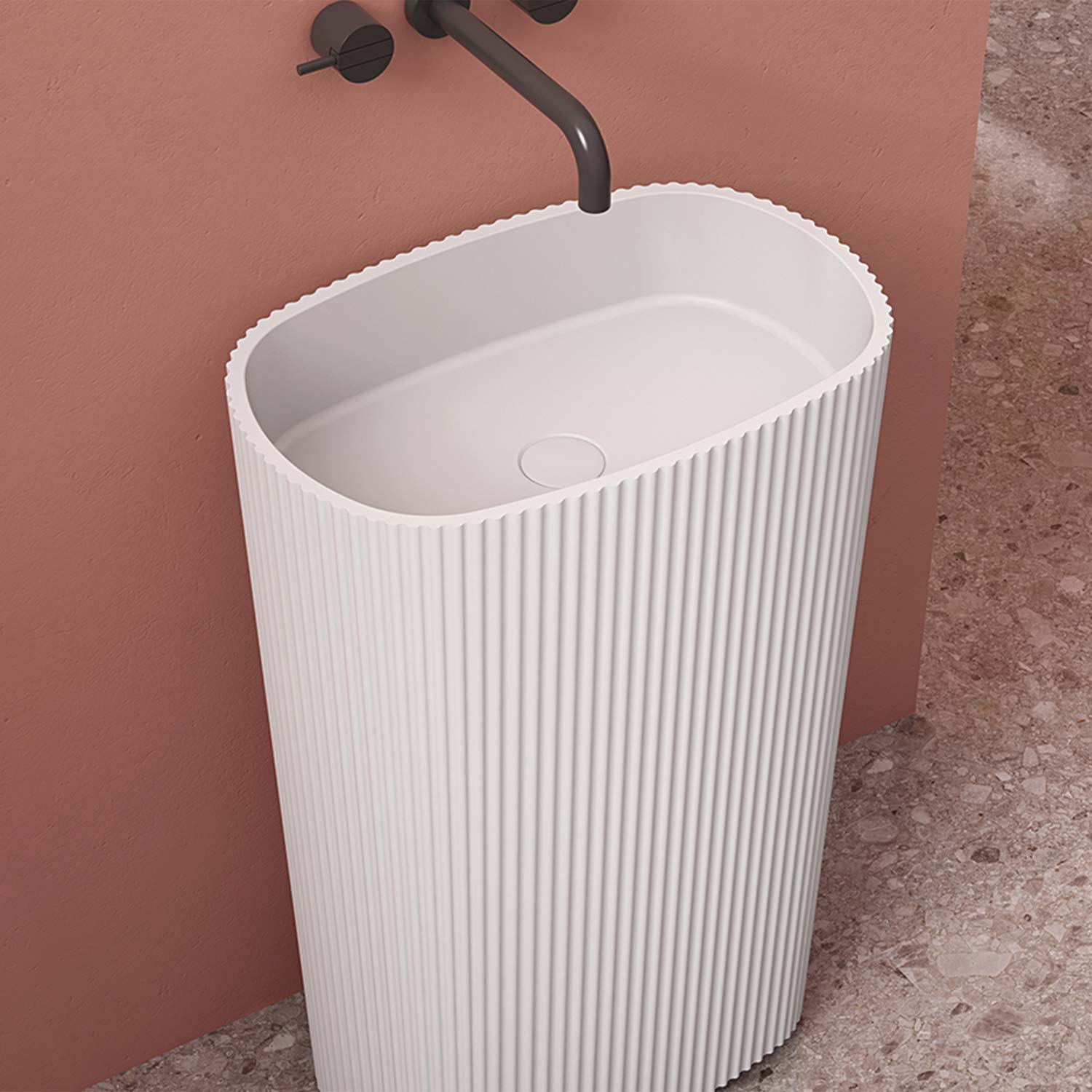 DAX OLYMPIA Matte Finish Pedestal Sink - Modern Bathroom Vanity for Small Spaces, Powder Rooms & Guest Baths