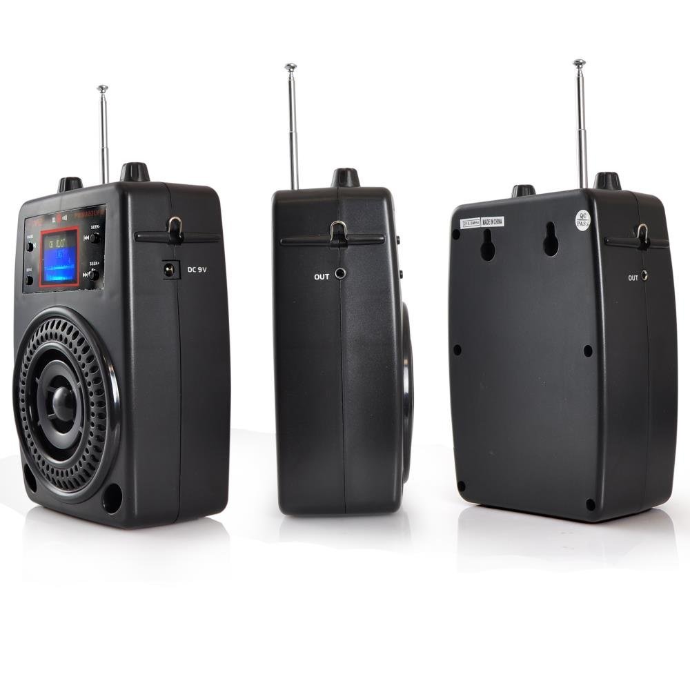 Pyle Portable PA System with Wireless Microphone Kit - Compact Stereo Bluetooth Speaker with FM Radio, LCD Display, USB & Rechargeable Battery - Includes Lavalier Headset for Outdoor Events, Parties, Public Speaking & Surround Sound (Model PWMA83UFM)