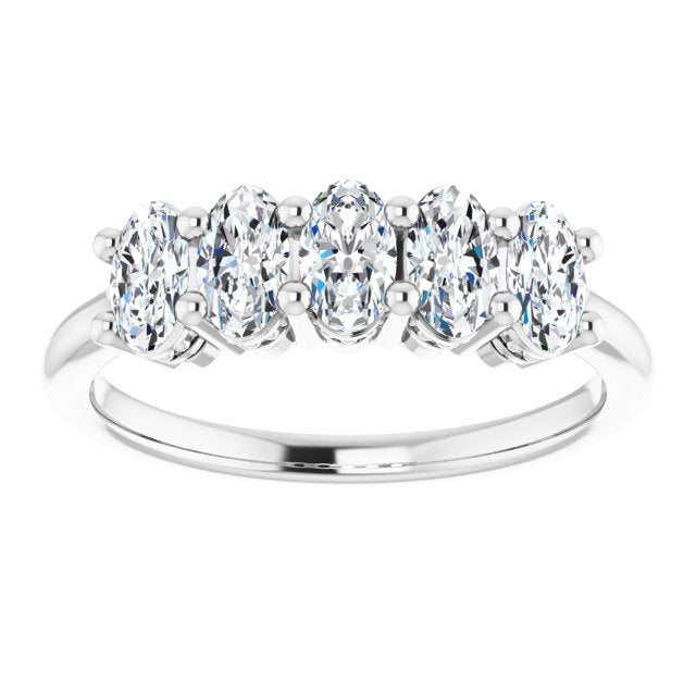 1.05 Carat Oval Cut Diamond Wedding Band - 5 Stone Anniversary Ring for Women - Elegant Bridal Jewelry for Engagement, Proposal & Special Occasions