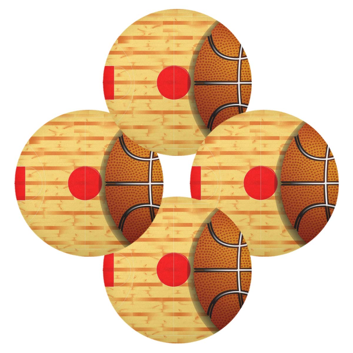 Basketball Court Placemats Set - 15.4 Inch Non-Slip Dining Table Mats for Home Decor, Holiday Dinner & Game Day Parties - Perfect for NBA Fans, Sports Themed Events and Family Gatherings