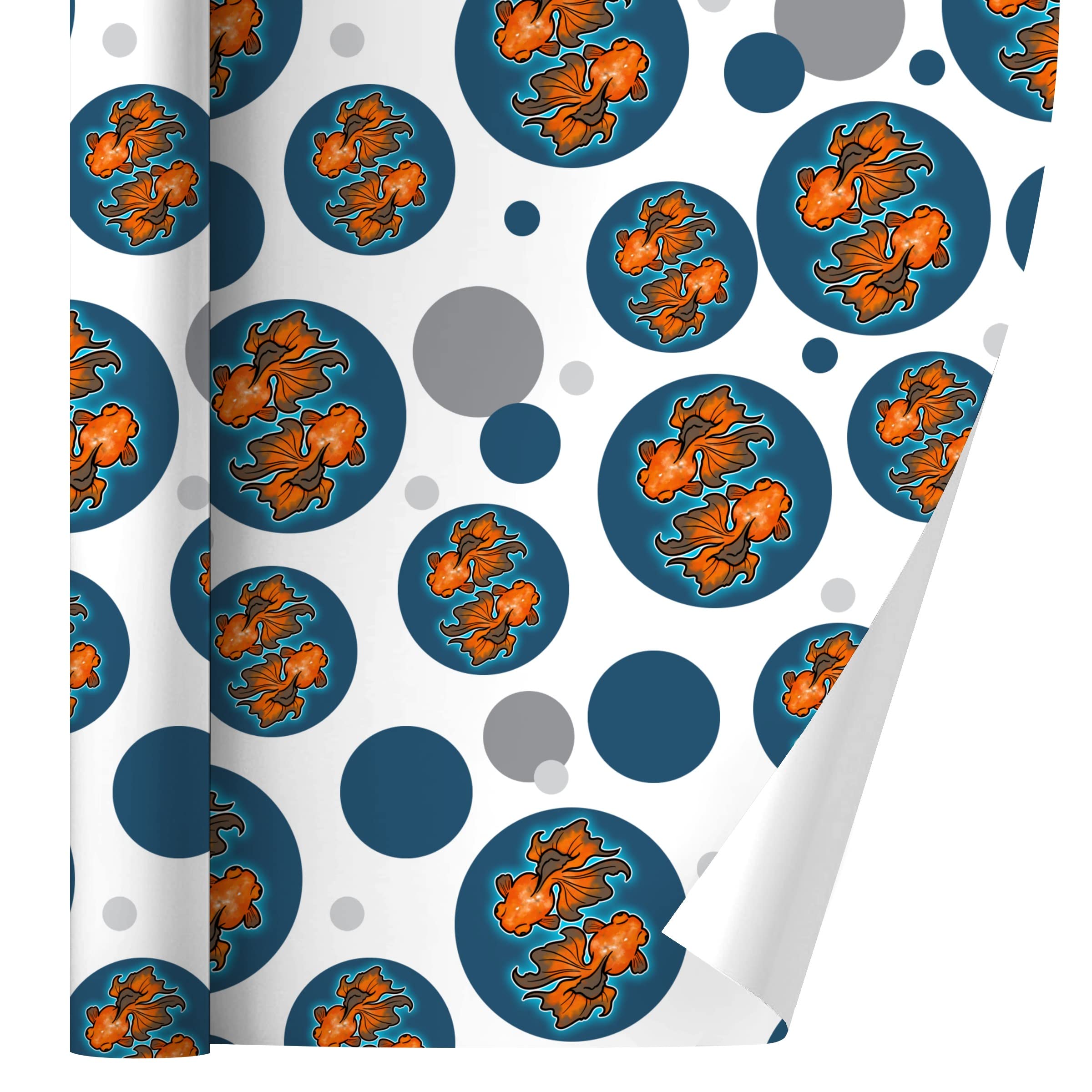 Japanese Goldfish Gift Wrap Wrapping Paper Roll - 15.7 x 118 Inch Decorative Craft Paper for Birthday, Wedding, Christmas Presents & DIY Scrapbooking