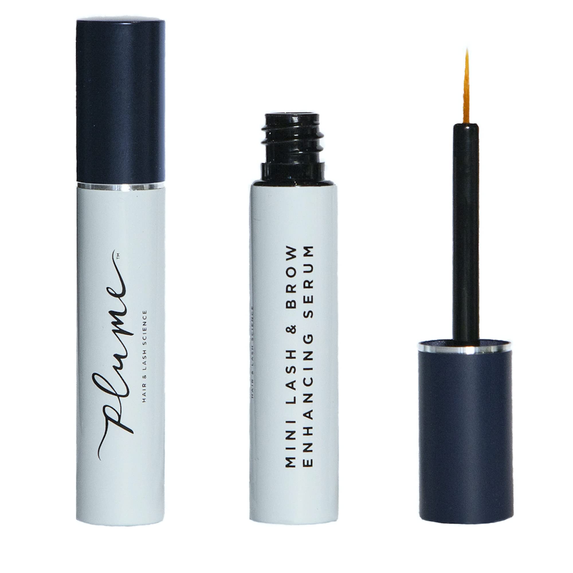 PLUME HAIR & LASH SCIENCE Natural Lash & Brow Growth Serum - Vegan, Cruelty-Free, Clean Beauty Formula (0.07 fl oz | 2 mL) for Longer, Thicker Eyelashes & Eyebrows - Perfect for Daily Use & Nighttime Routine