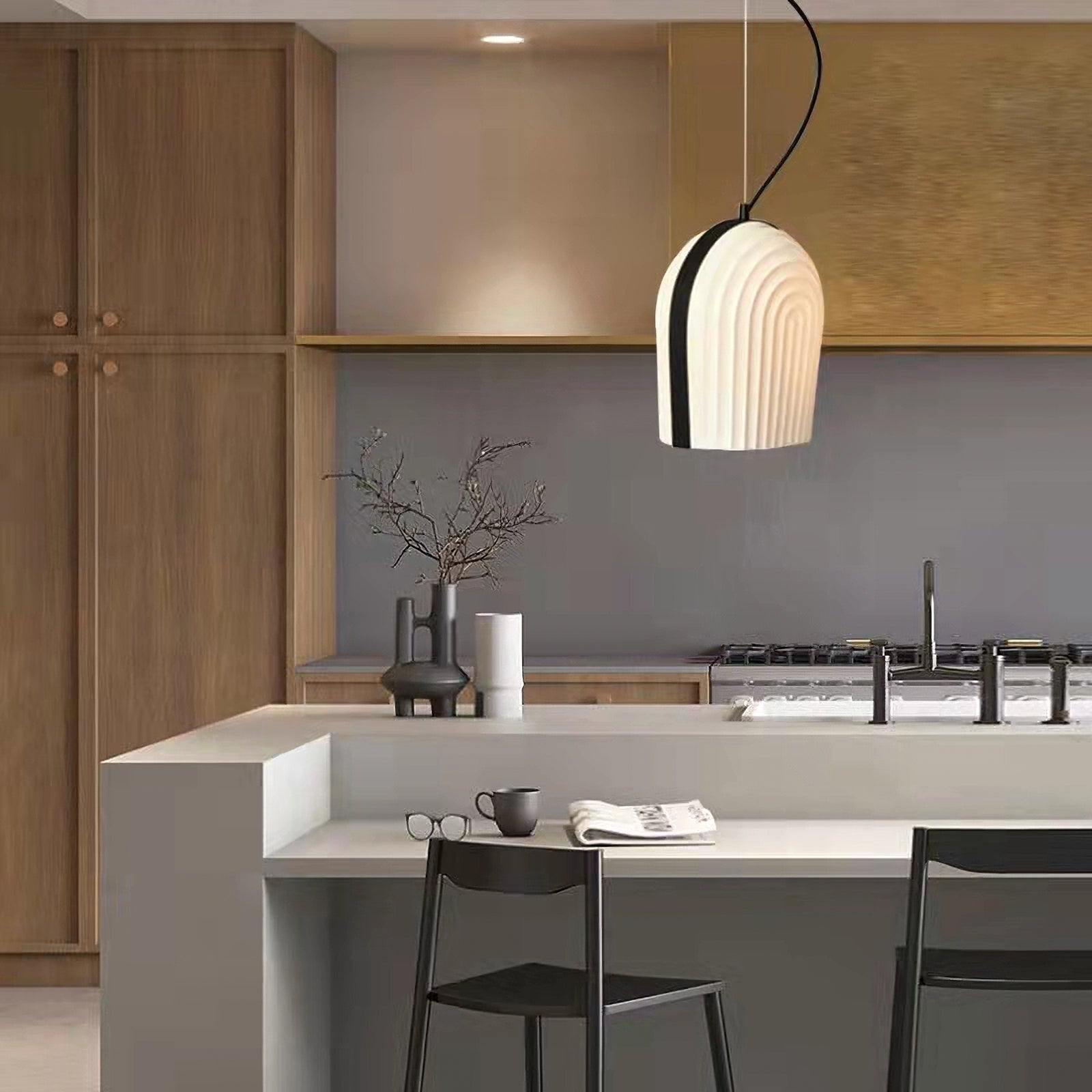Modern Arc Pendant Lamp - Adjustable Hanging Light Fixture for Kitchen Island, Dining Table & Living Room Decor | Industrial Style Lighting for Home & Office