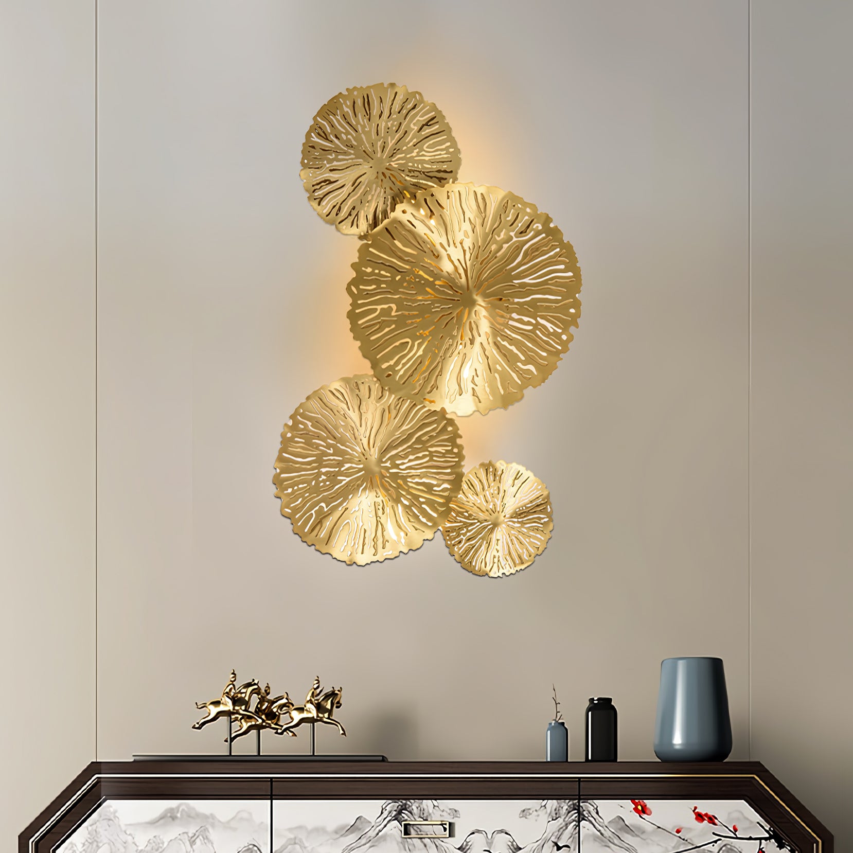 Lotus Leaf Wall Sconce Light Fixture - Modern Boho Leaf Shaped Wall Lamp for Living Room, Bedroom, or Hallway - Perfect for Home Decor and Ambient Lighting