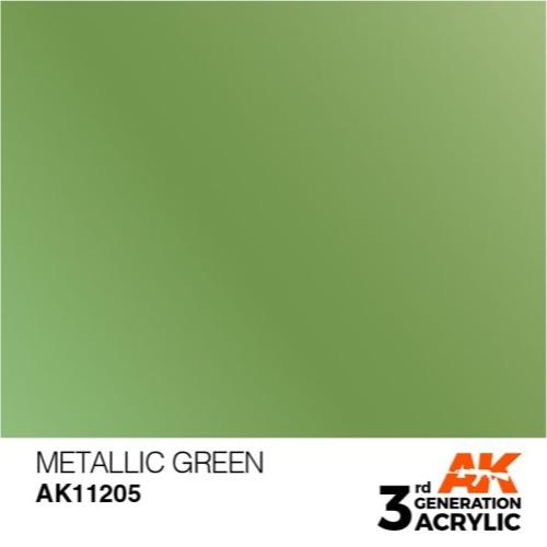 AK Interactive AK11205 Metallic Green Acrylic Paint - 17ml Bottle (3rd Generation) for Model Kits, Miniatures & DIY Crafts