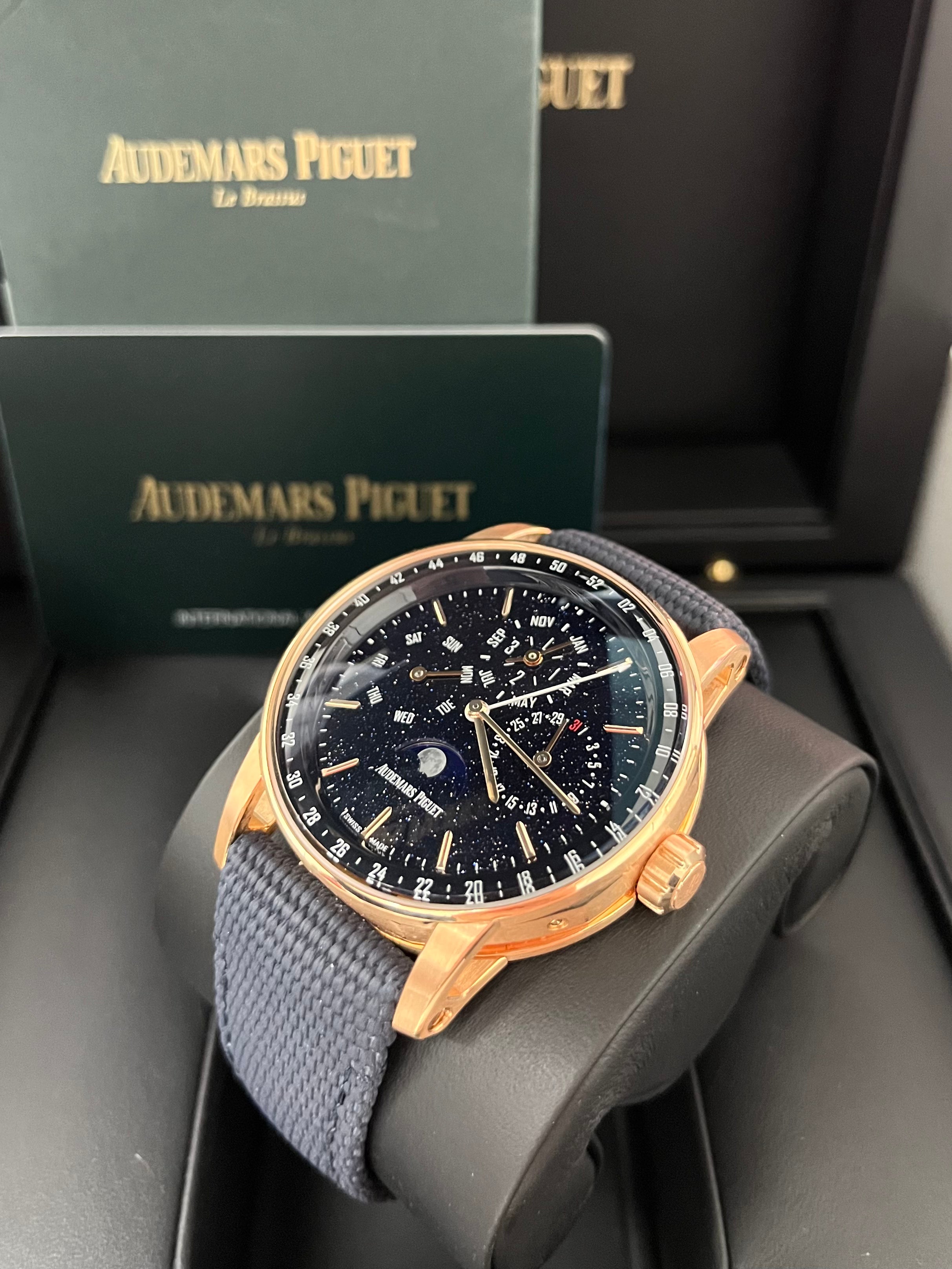 Audemars Piguet Code 11.59 Perpetual Calendar Luxury Watch - 18K Rose Gold Case, Blue Dial, Leather Strap Ref#26394OR.OO.D321CR.01 | Perfect for Business Meetings, Formal Events & Watch Collectors