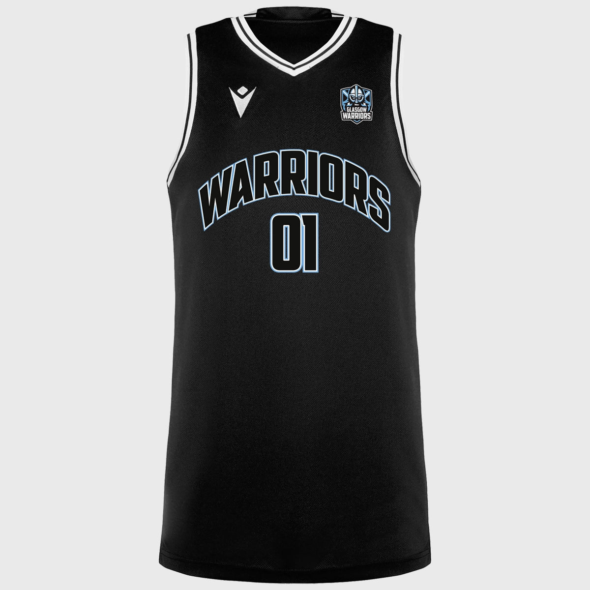 Glasgow Warriors Basketball Jersey - Macron Black Performance Singlet for Men's Sports & Training