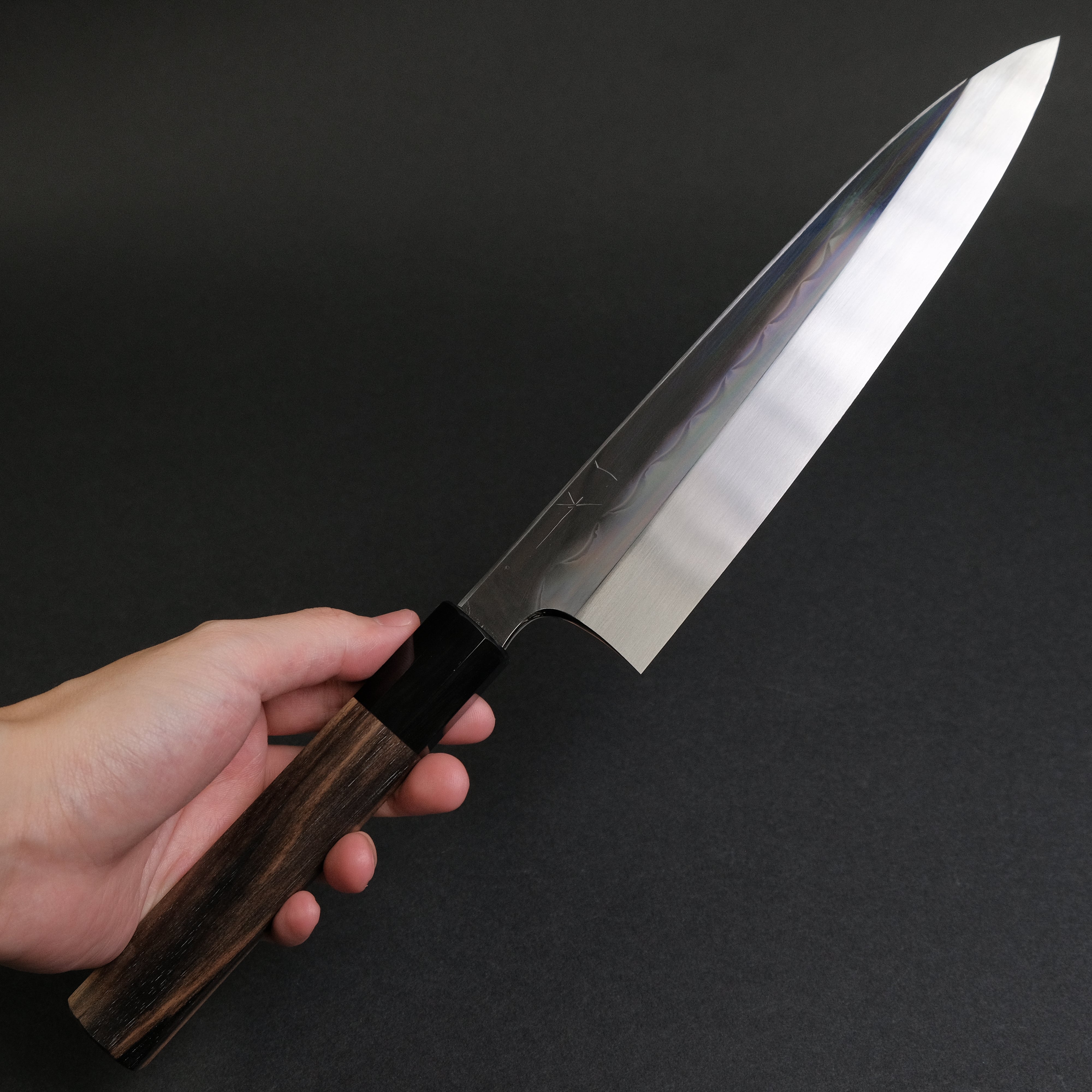 Hitohira Togashi White #1 Notaremon Mizu Honyaki Gyuto 240mm Japanese Chef Knife with Kurokaki Persimmon Handle (#100/ Saya) - Premium Kitchen Knife for Sushi, Sashimi & Meat Cutting