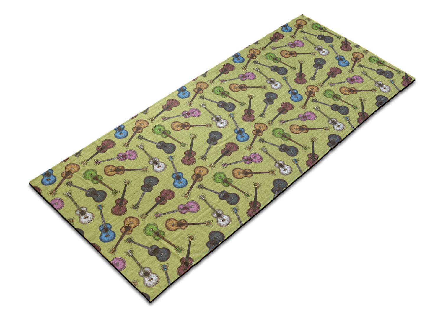 **Ambesonne Non-Slip Yoga Mat Towel – Colorful Acoustic Guitar Design, 25