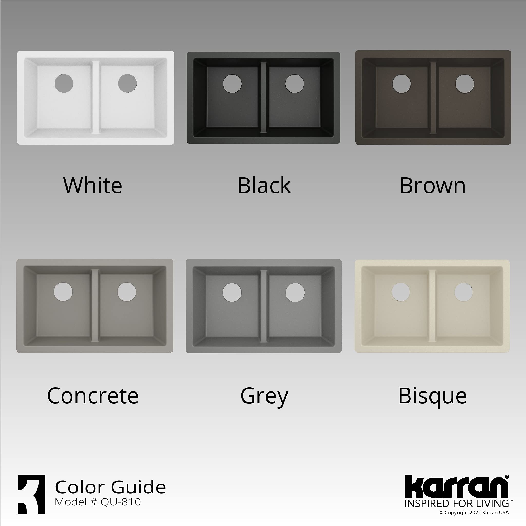 Karran QU-810 32-Inch Undermount Double Equal Bowl Quartz Kitchen Sink in Brown - Perfect for Modern Farmhouse & Contemporary Kitchen Designs