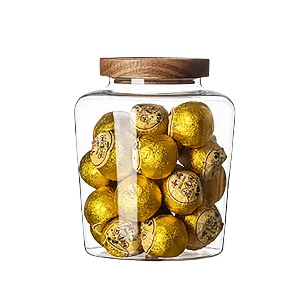 Premium Hector Glass Jars with Airtight Wooden Lids - 16oz Mason Jars for Kitchen Storage, Pantry Organization & DIY Crafts - Perfect for Honey, Spices, Tea, Coffee & Homemade Gifts