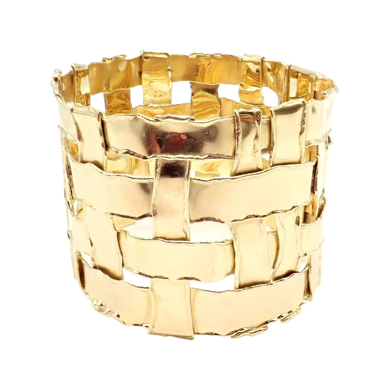 Authentic Vintage Tiffany & Co 18k Yellow Gold Basket Weave Wide Bracelet - Luxury Jewelry Gift for Women, Perfect for Weddings, Anniversaries & Special Occasions