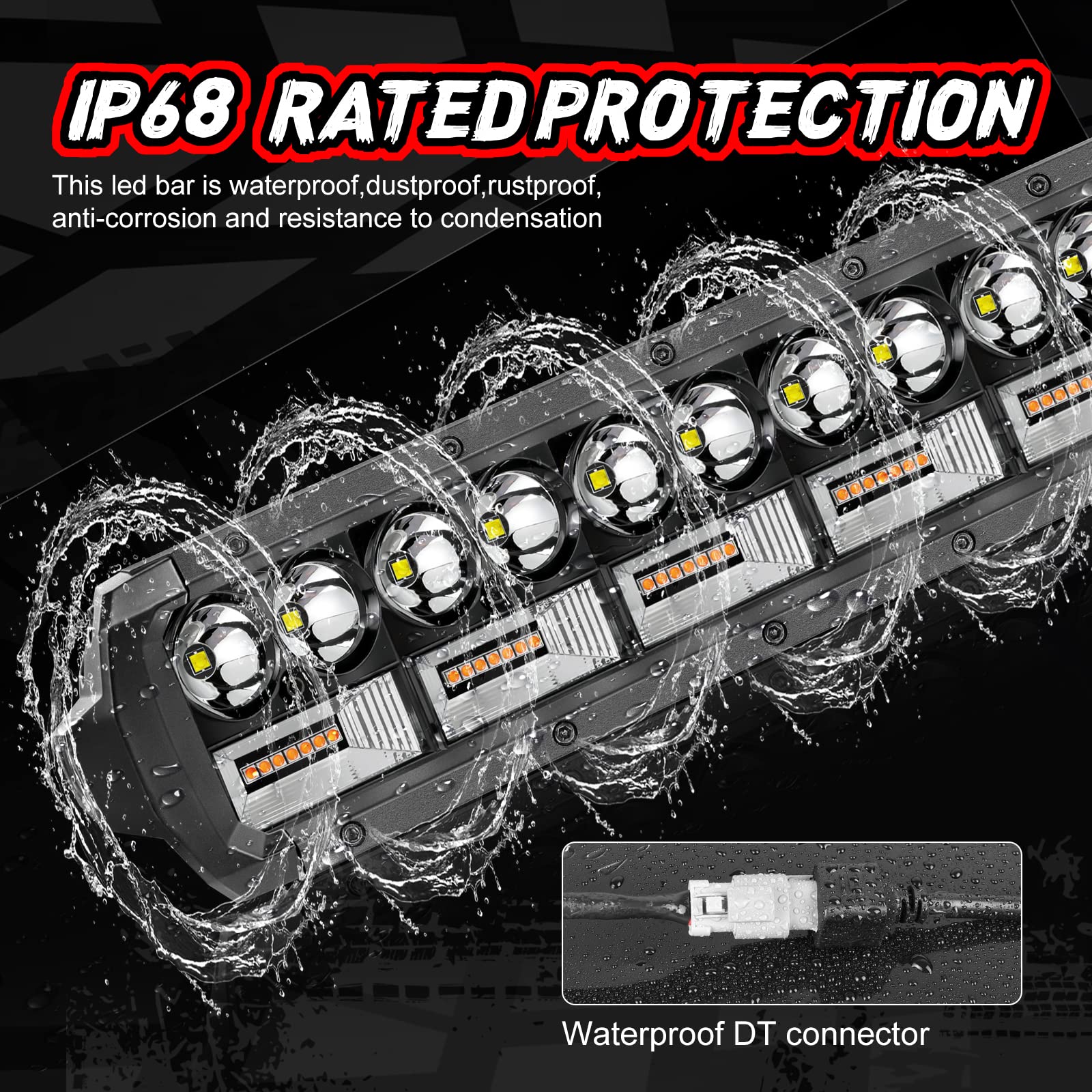 AutoPower Plus 50 Inch LED Light Bar - White & Amber Dual Row Combo for Offroad Trucks, SUVs, Boats - Driving & Flood Lights for Fog, Trail, Camping & Night Adventure