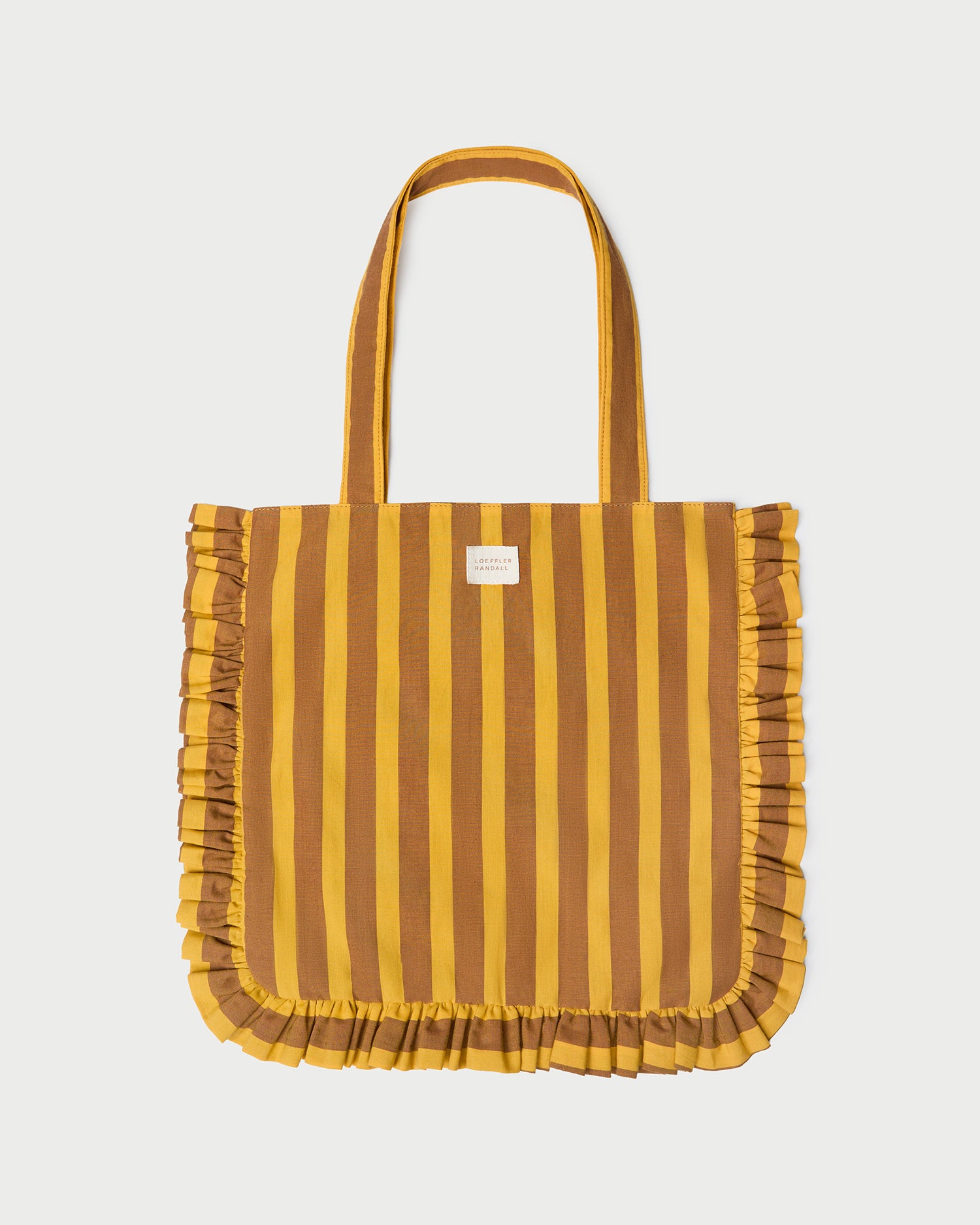 Justine Brown Yellow Stripe Tote Bag - Stylish Canvas Shoulder Bag for Women - Perfect for Work, Travel & Shopping