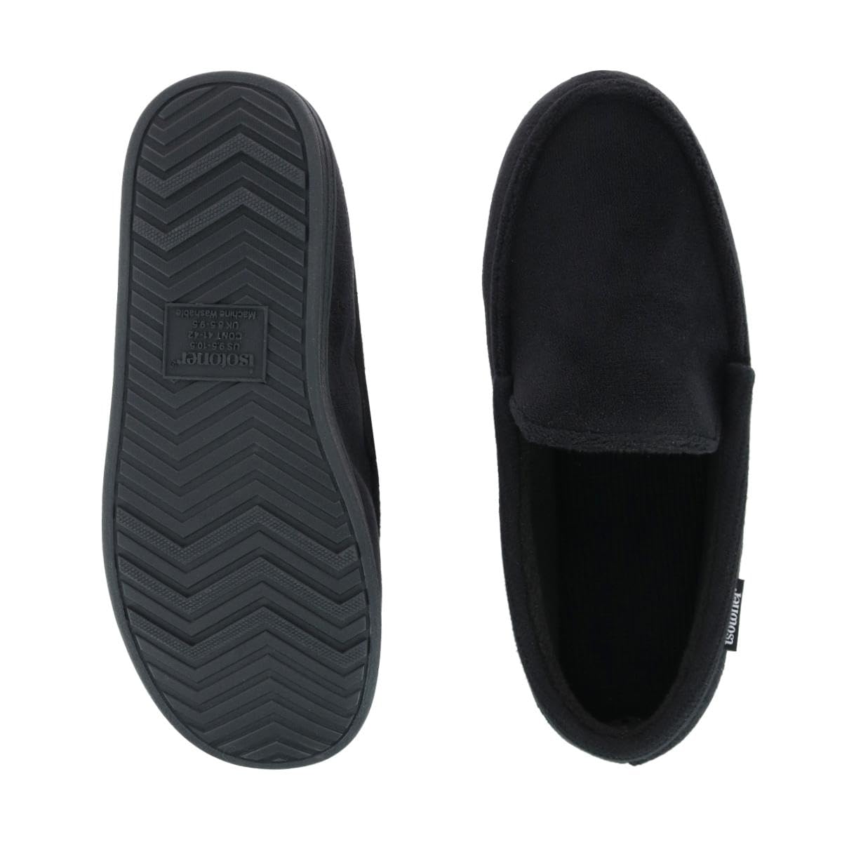 Isotoner Men's Microterry & Waffle Travis Moccasin Slippers - Memory Foam Insole, Durable Rubber Outsole - Comfortable House Shoes for Indoor/Outdoor Wear, Lounge, Travel & Gift Giving