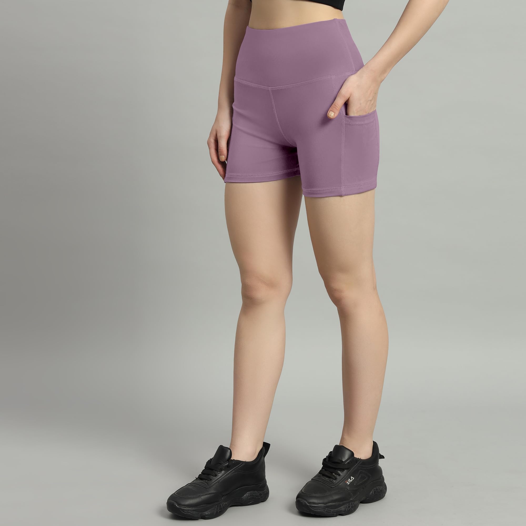 Mehrang High Waist Workout Shorts for Women - Midnight Sky Yoga Bike Shorts with Elastic Waistband & Pockets | Perfect for Gym, Running, Cycling & Lounge Wear
