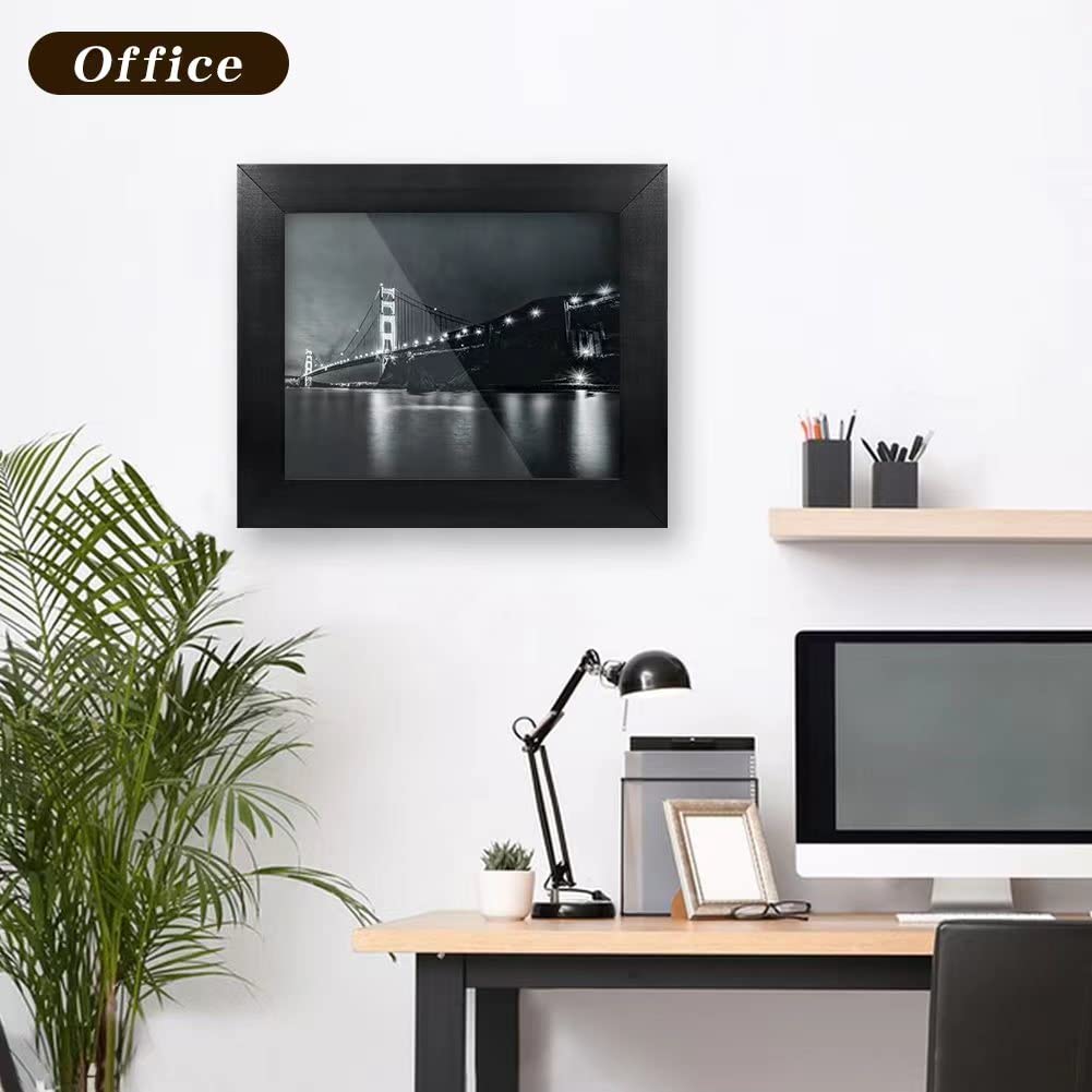 Hidden Gun Storage Safe - Concealed Pistol Safe with Secret Decor Solid Wood Picture Frame Box (Black) - Perfect for Home, Office & Vehicle Security