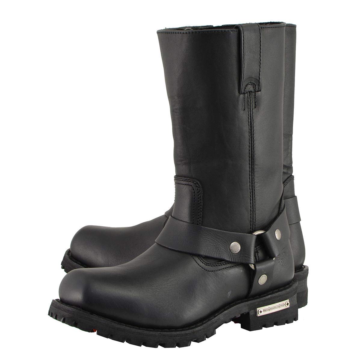 Milwaukee Leather Men's Classic Black Leather 11-Inch Square Toe Motorcycle Harness Boots MBM131 - Durable Riding Boots for Bikers & Outdoor Enthusiasts