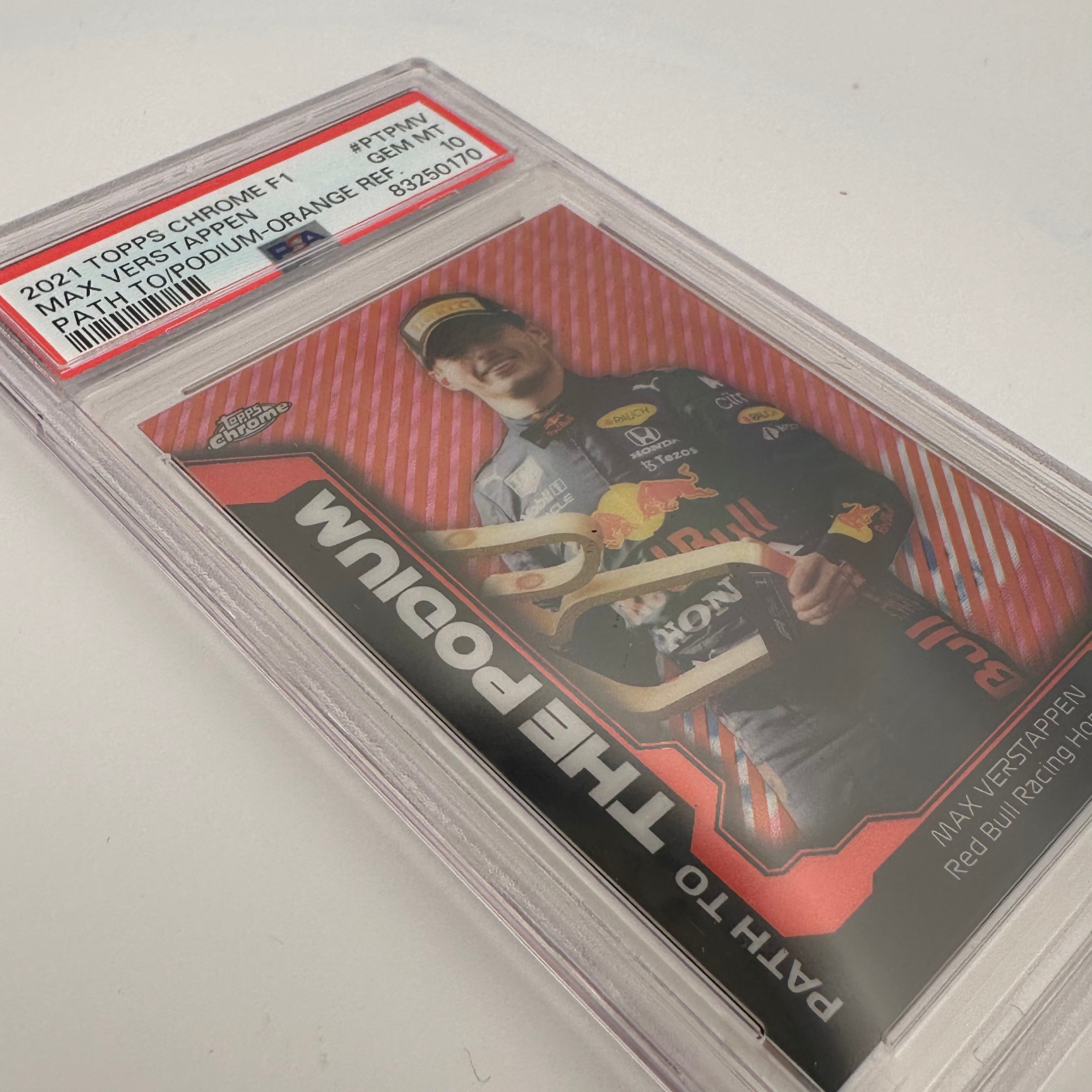 PSA 10 Graded 11/25 Max Verstappen #PTPMV Path To The Podium Orange Refractor - Rare F1 Trading Card for Collectors & Motorsport Fans