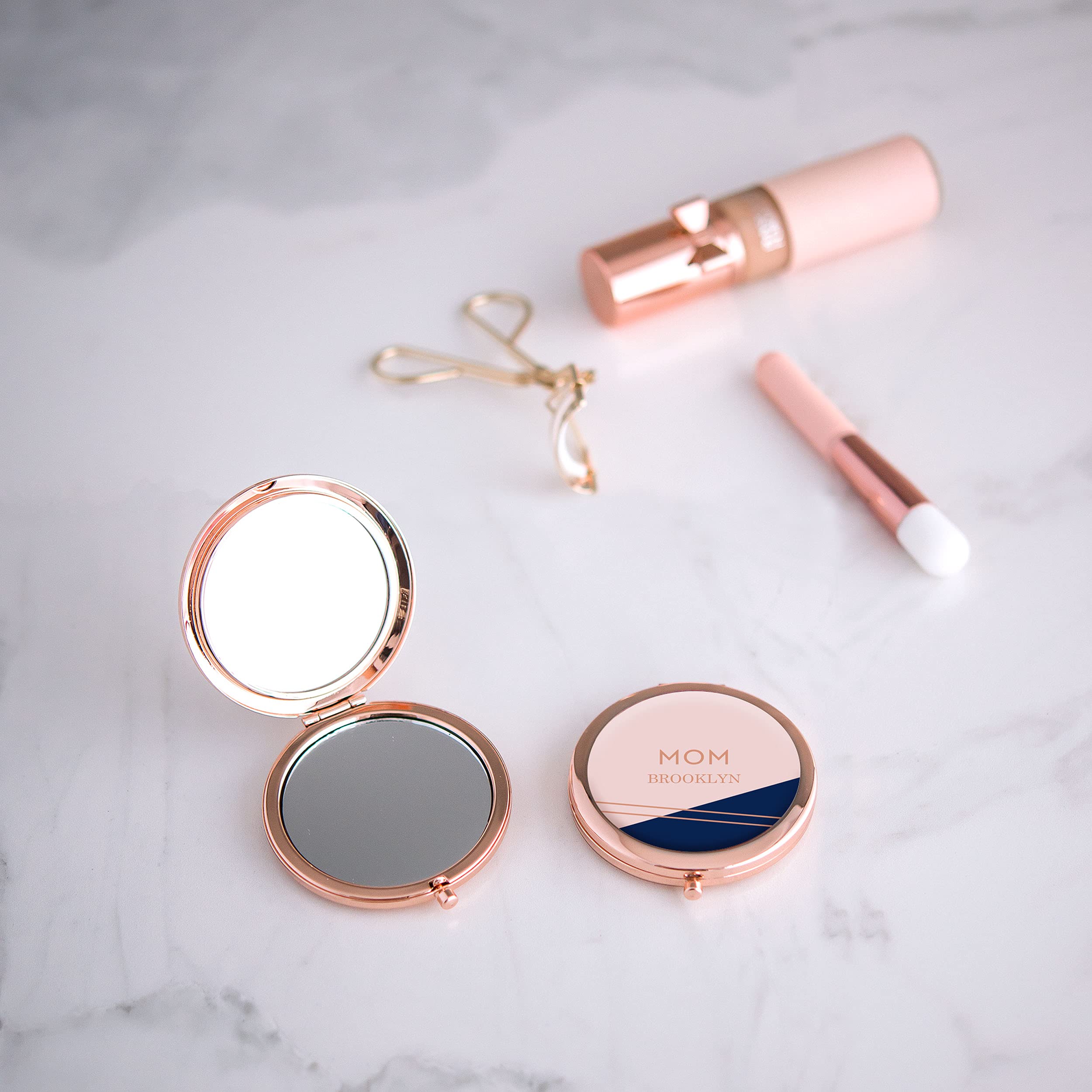 WEDDINGSTAR Personalized Engraved Compact Mirror - Rose Gold Vintage Luxury Wedding Gift for Bridesmaids, Bridal Shower, Anniversary & Special Occasions