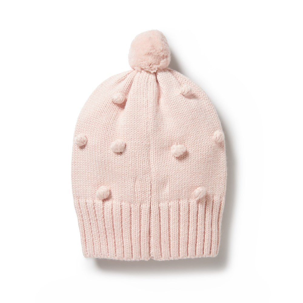 Soft Pink Knitted Bauble Hat for Women - Warm Winter Beanie with Pom Pom - Perfect for Cold Weather, Outdoor Activities & Fashion Accessories