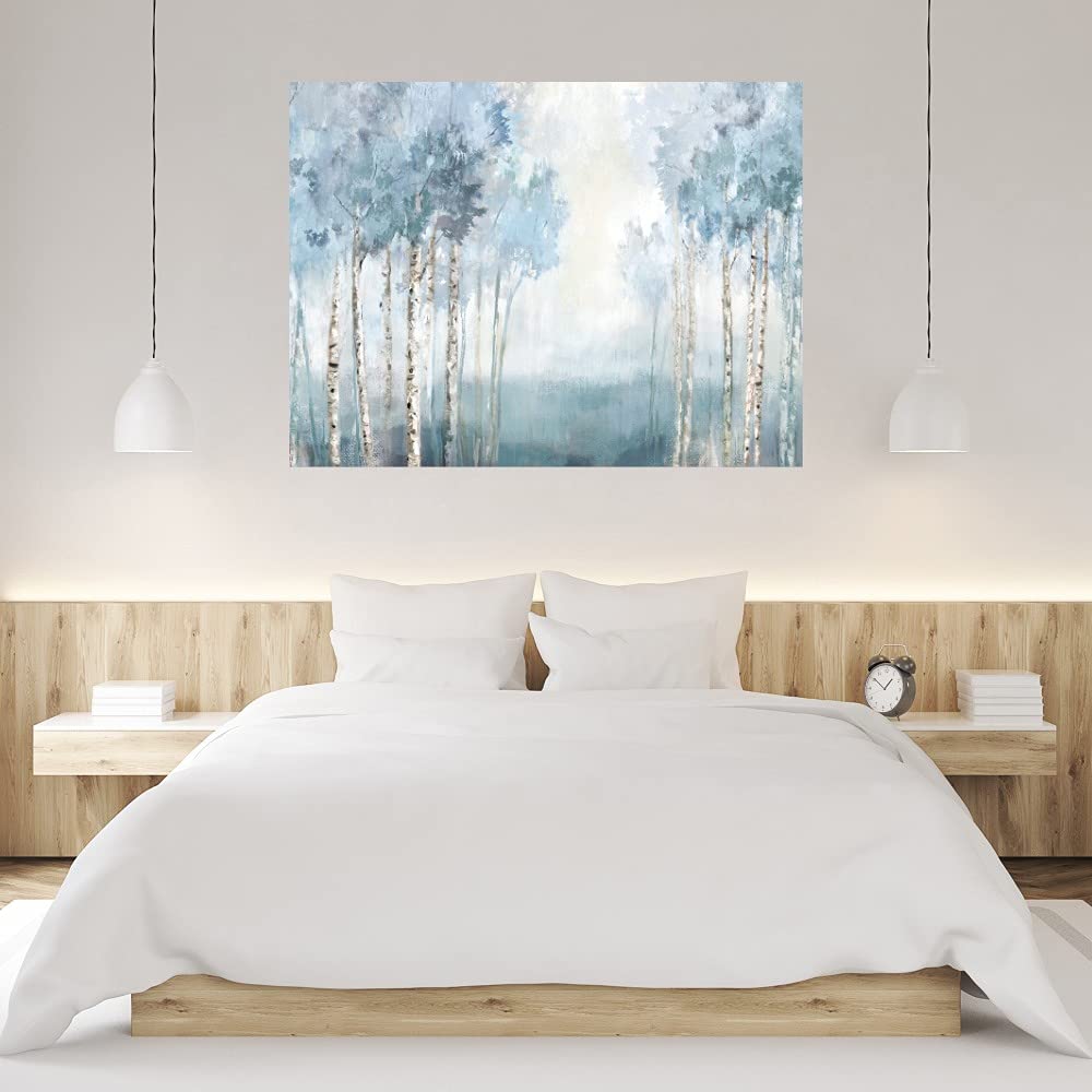 Blue Etched Fine Art Canvas Wall Decor by Carson Lyons - Ready to Hang 46x35 Inches - Perfect for Living Room, Bedroom, Office & More - Modern Home & Office Wall Art Decor