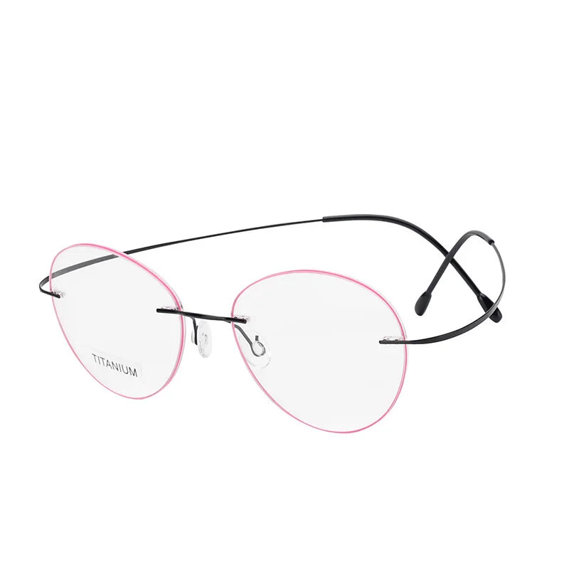 Brightzone Unisex Rimless Round Oval Titanium Eyeglasses 70619 - Lightweight & Durable Frame for Reading, Work & Everyday Wear