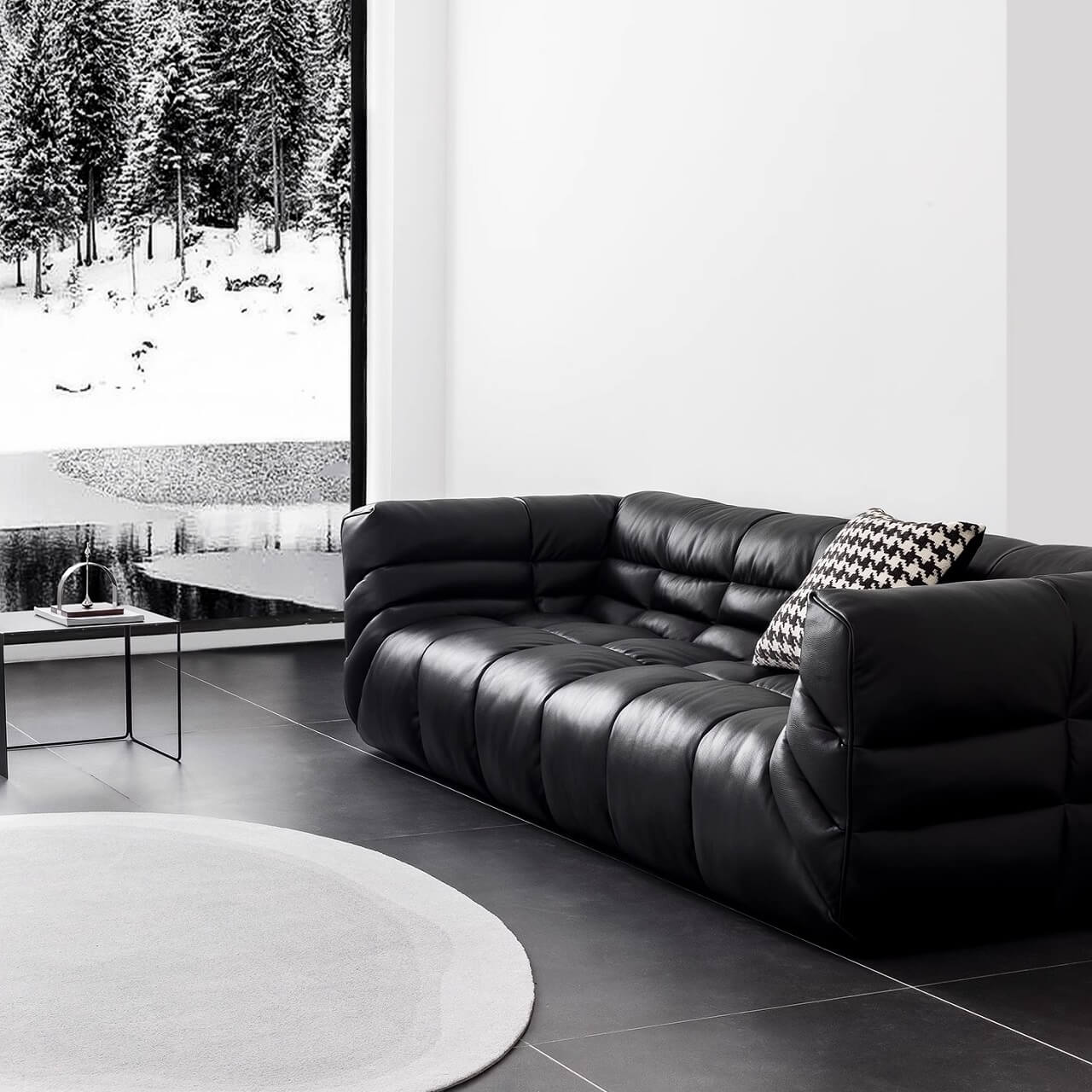 Modern Black Microfiber Leather Sectional Sofa with Solid Wood Frame - Comfortable L-Shaped Couch for Living Room, Home Theater & Office Lounge