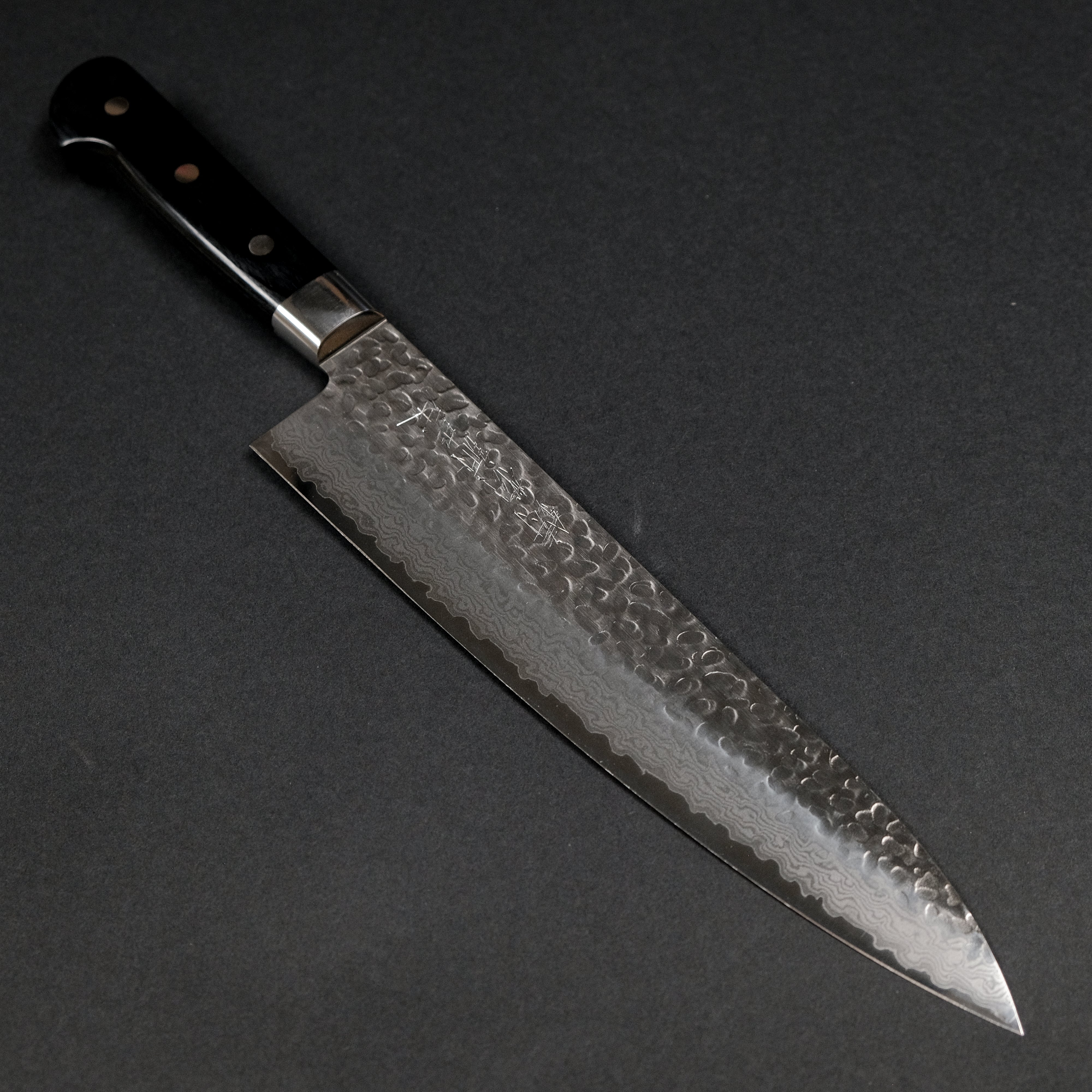 Hitohira Imojiya ST Tsuchime Damascus Gyuto 240mm Japanese Chef Knife with Pakka Wood Handle - Perfect for Sushi, Meat Cutting & Professional Kitchen Use