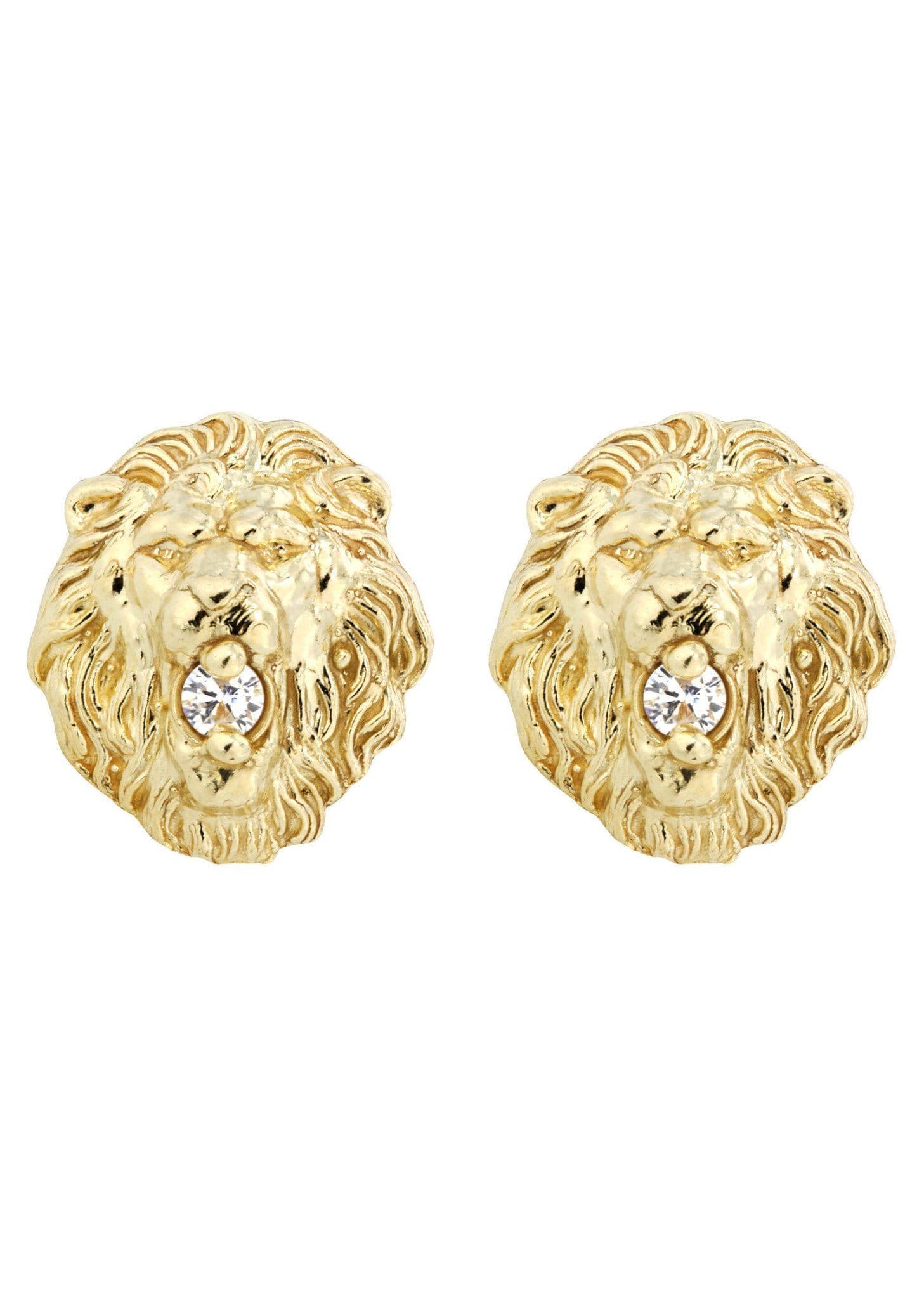 10K Gold Lion Head Earrings for Men - 1/2 Inch Wide | Stylish Hip Hop Jewelry for Parties & Gifts