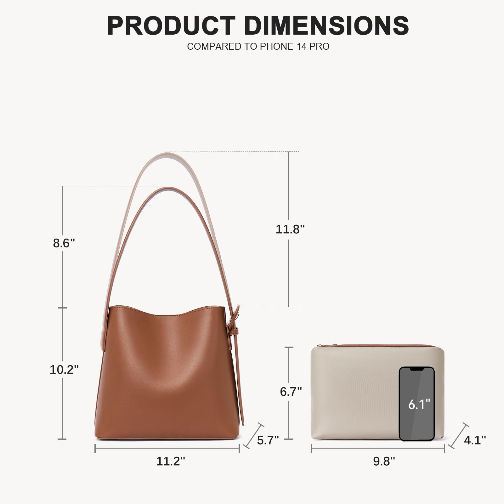 BOSTANTEN Vegan Leather Bucket Bag for Women - Adjustable Shoulder Strap, Trendy Handbag for Work, Travel & Everyday Use