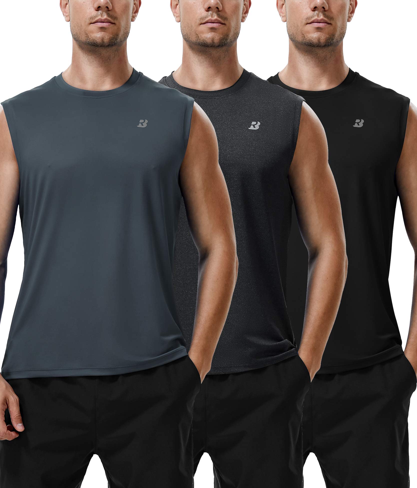 Roadbox Men's Sleeveless Workout Shirts - Athletic Gym & Basketball Tank Tops with Quick-Dry Technology - Perfect for Training, Running & Summer Sports