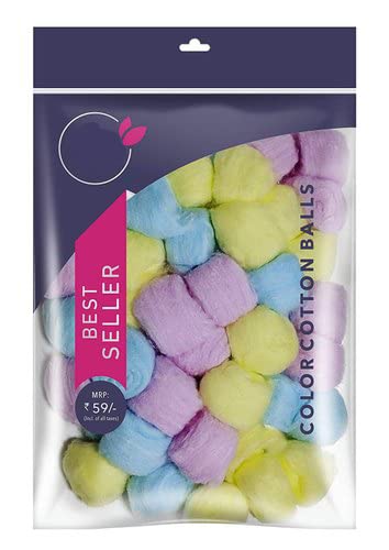 100pcs Multicolor Cotton Balls for Makeup Removal, Face Cleansing & Nail Polish - Premium Beauty Cotton Swabs with 2 Large Makeup Sponges - Perfect for Skincare, Makeup Application & Nail Art