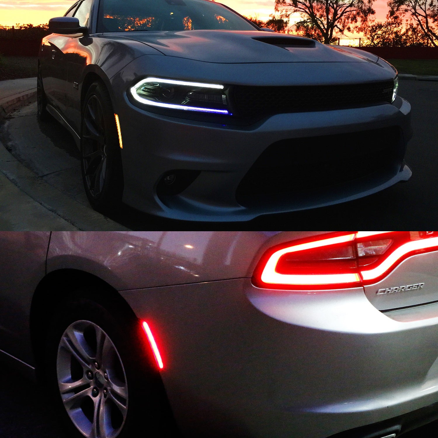 15-Up Dodge Charger Clear Lens Front Amber Rear Red LED Side Marker Lights - Enhanced Visibility & Safety for Night Driving & Off-Road Adventures