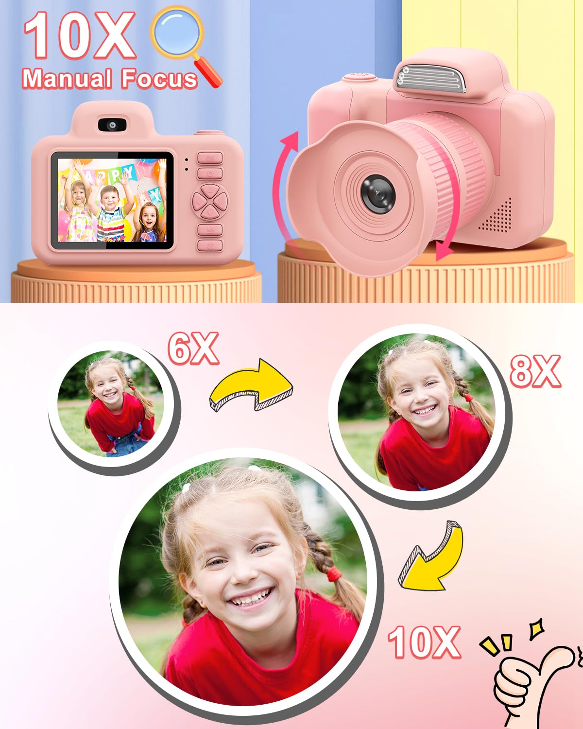 **Kids Digital Camera with Flash - 1080P HD Video & 2 Inch Screen, 32GB Memory - Best Christmas Birthday Gift for Boys Girls Age 3-12 - Perfect for Travel, Parties & Outdoor Adventures (Pink)**