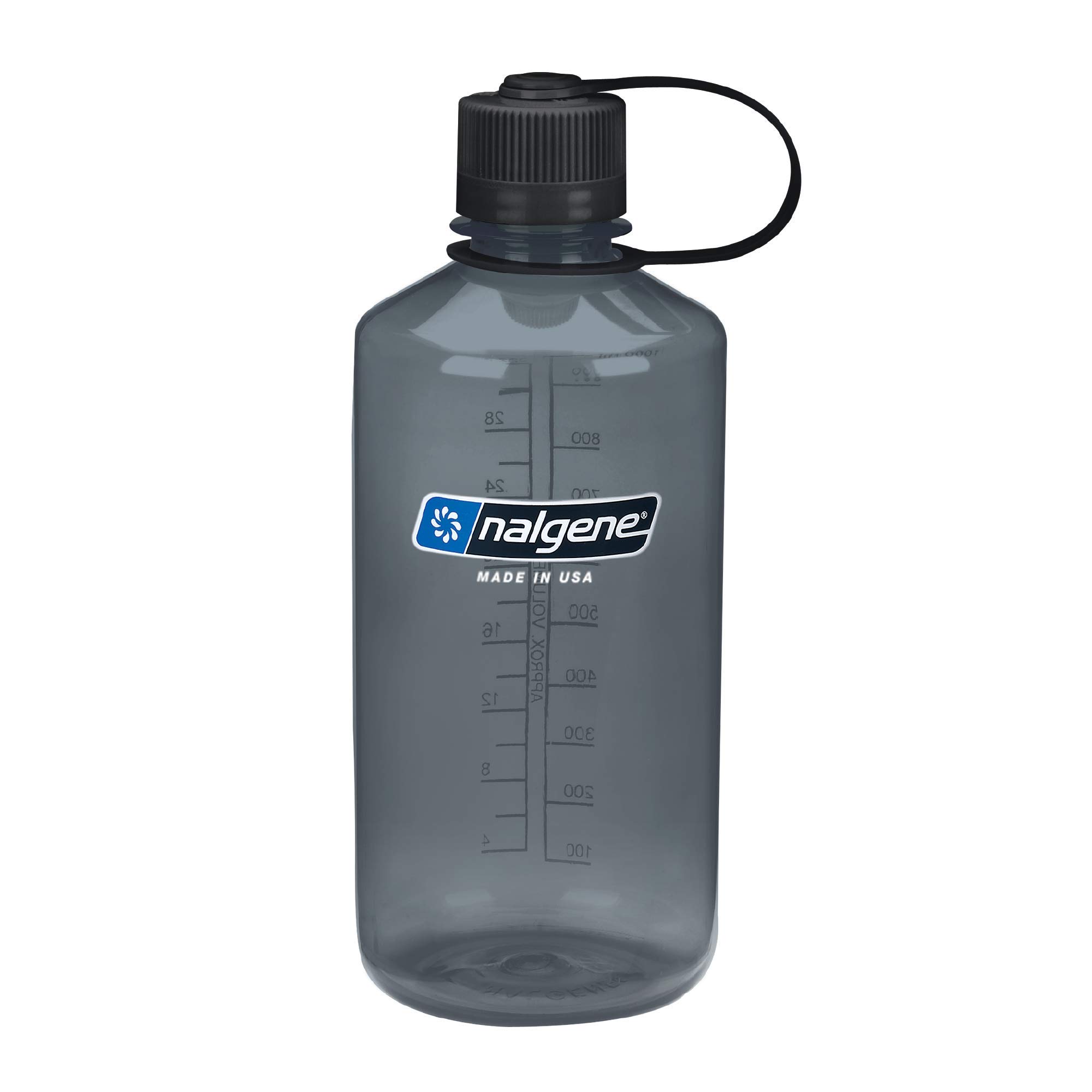 Nalgene Tritan Narrow Mouth BPA-Free Water Bottle 32 oz - Leak Proof, Durable & Lightweight Gray Water Bottle for Hiking, Camping, Gym & Outdoor Activities