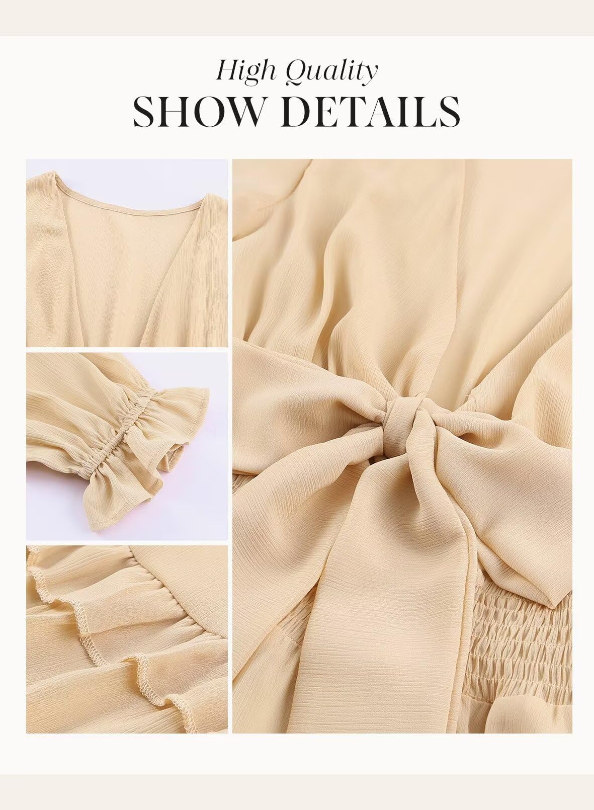 Dokotoo Women's Casual Deep V Neck Knotted Tiered Chiffon Mini Dress - Elegant Summer Skater Swing Dress for Party, Date Night & Vacation 2025